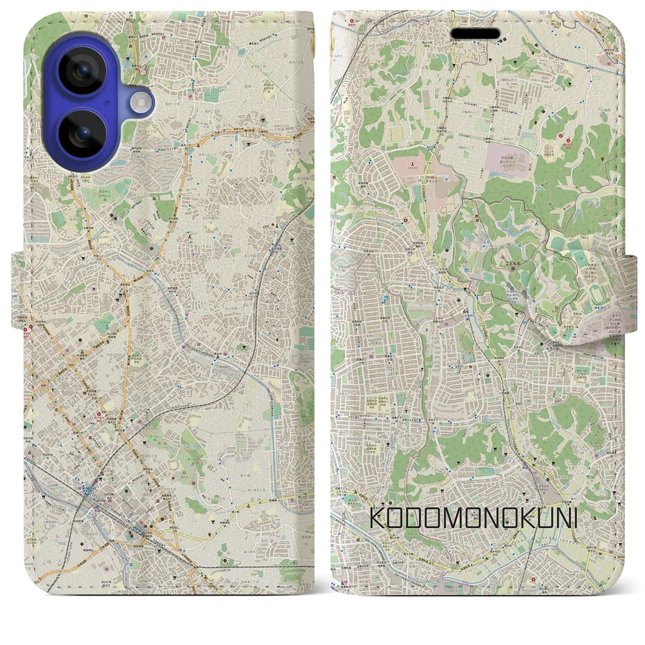【こどもの国(神奈川県)】地図柄iPhoneケース(手帳タイプ)ナチュラル・iPhone 16 Pro Max 用