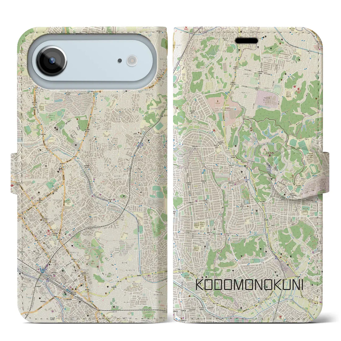 【こどもの国(神奈川県)】地図柄iPhoneケース(手帳タイプ)ナチュラル・iPhone 17 Pro Max 用