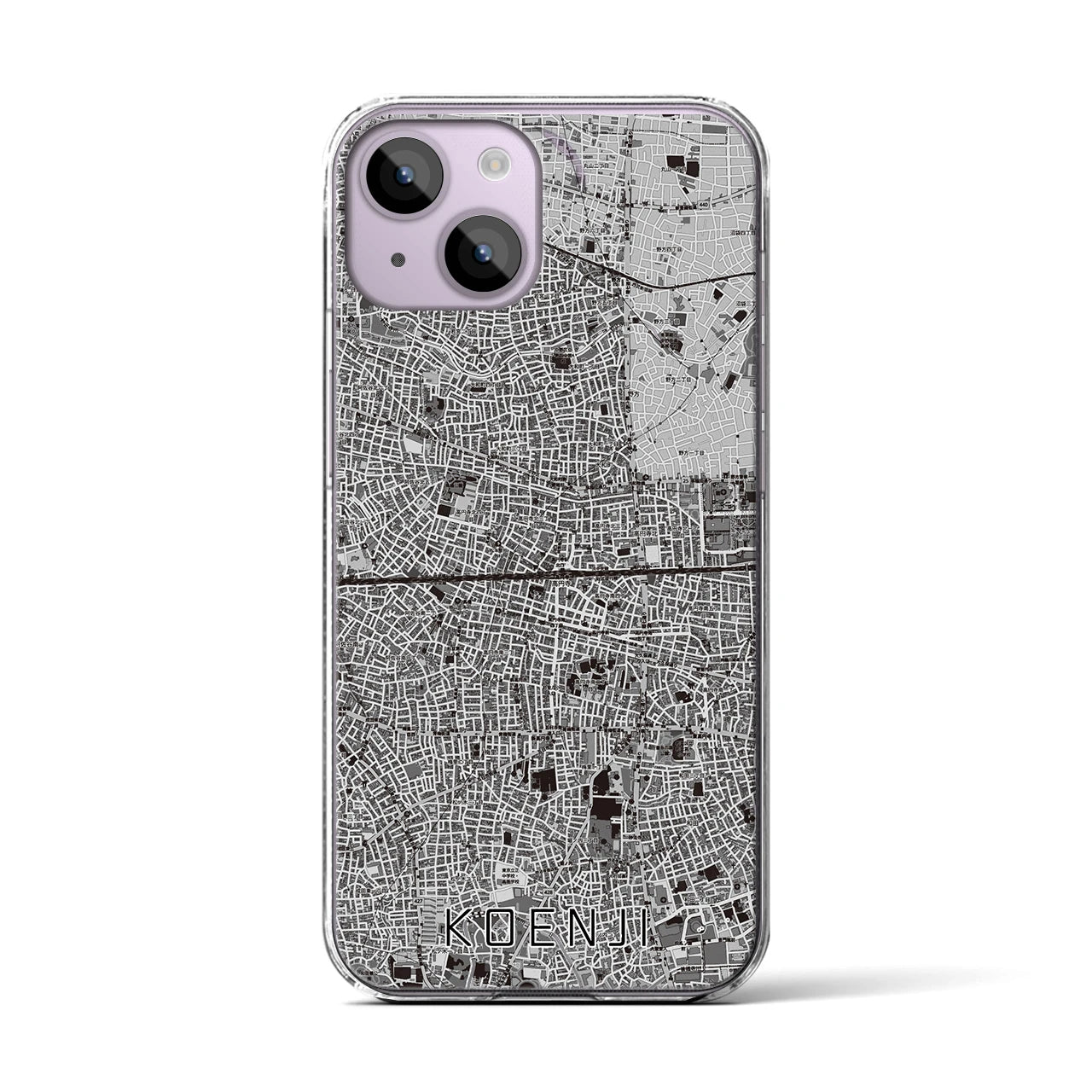 【高円寺2(東京都)】地図柄iPhoneケース(クリアタイプ)