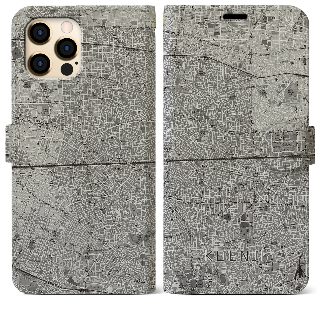 【高円寺2(東京都)】地図柄iPhoneケース(手帳タイプ)