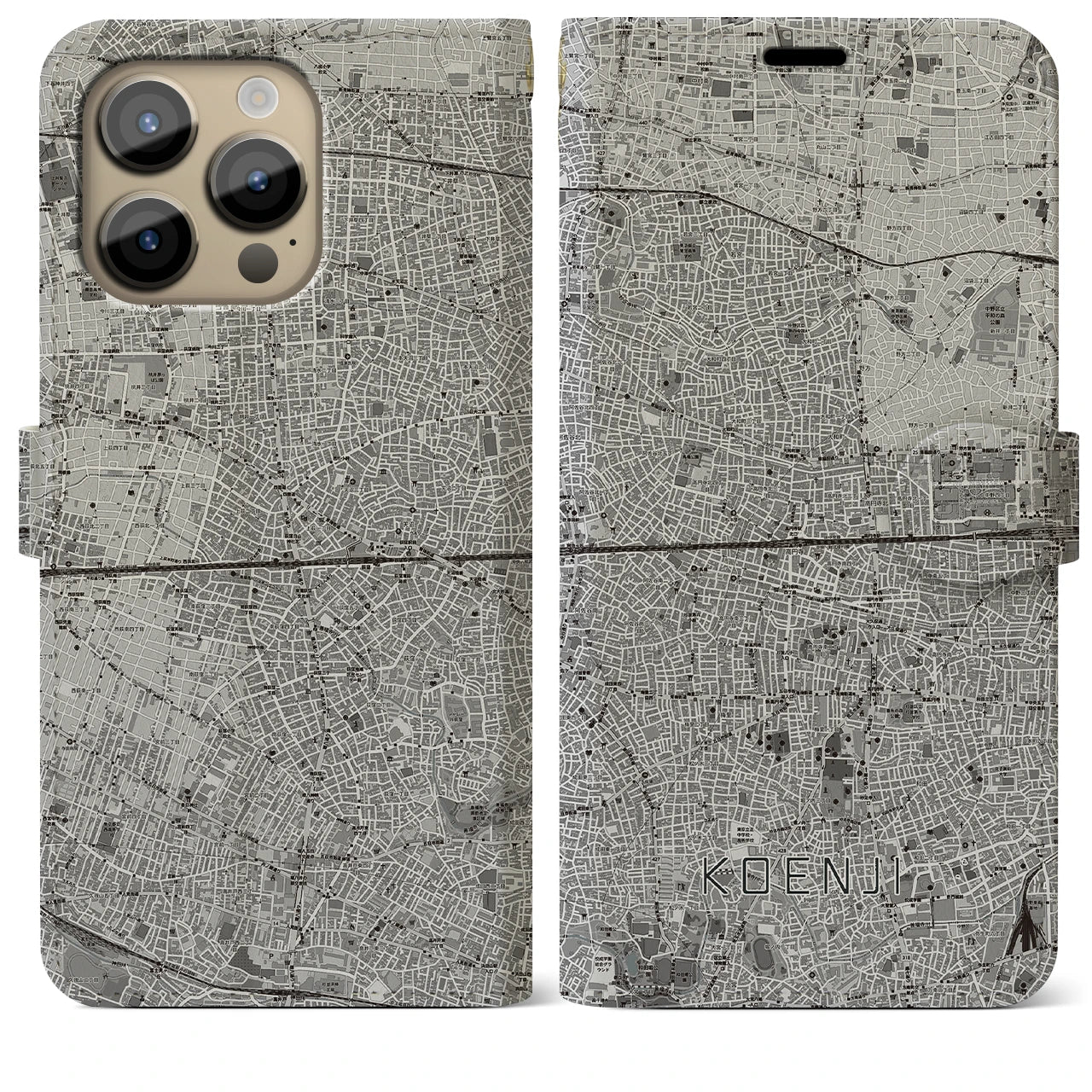 【高円寺2(東京都)】地図柄iPhoneケース(手帳タイプ)