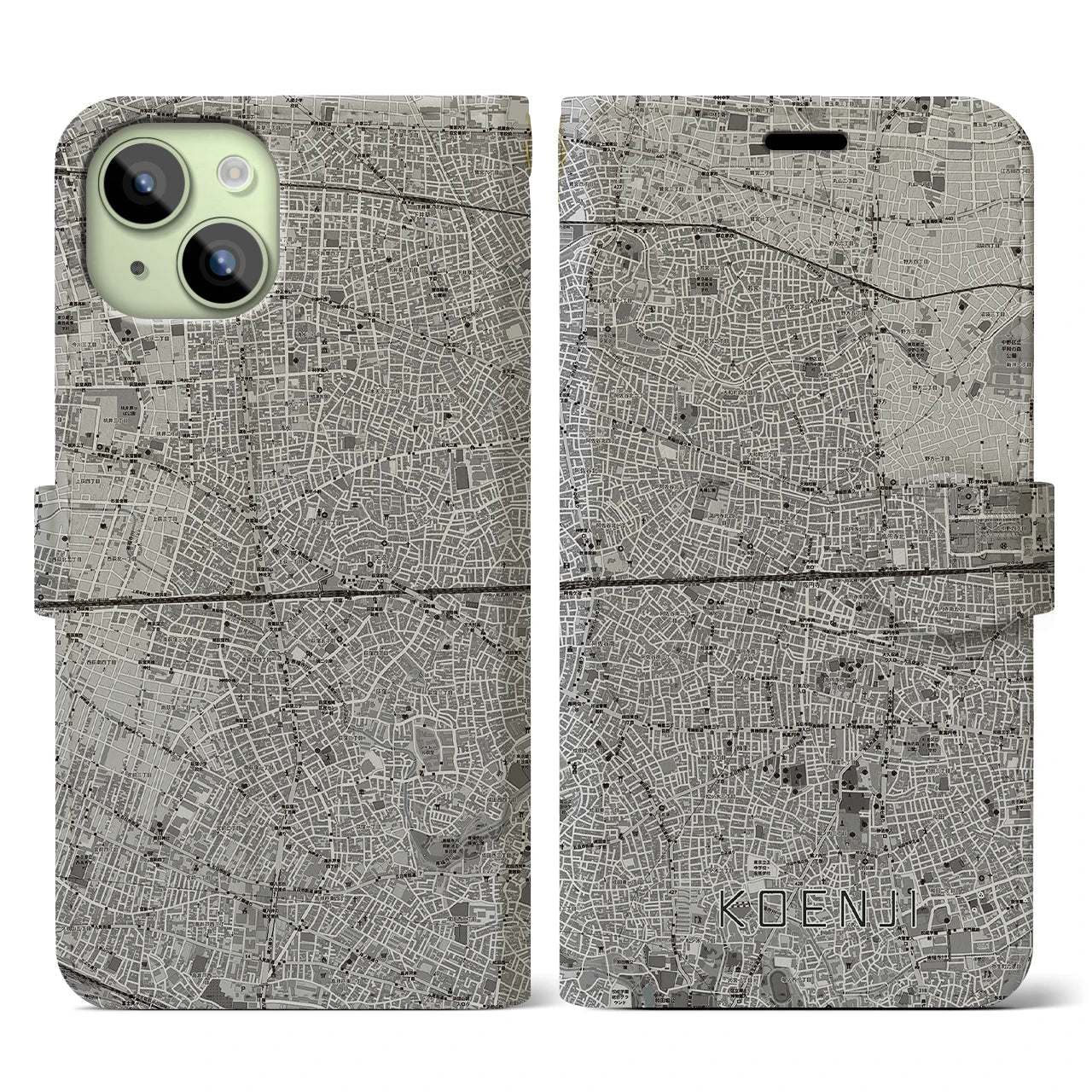 【高円寺2(東京都)】地図柄iPhoneケース(手帳タイプ)