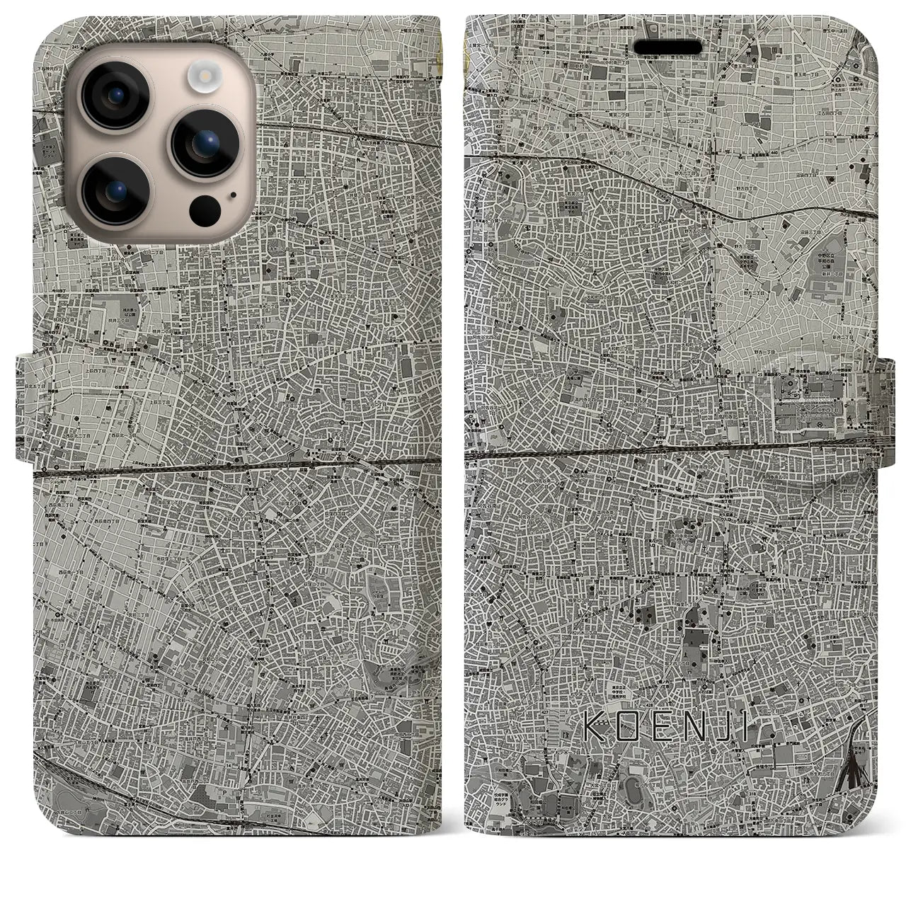 【高円寺2(東京都)】地図柄iPhoneケース(手帳タイプ)