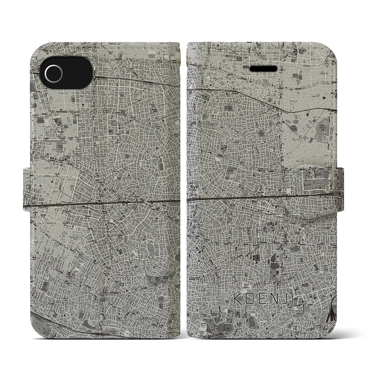 【高円寺2(東京都)】地図柄iPhoneケース(手帳タイプ)