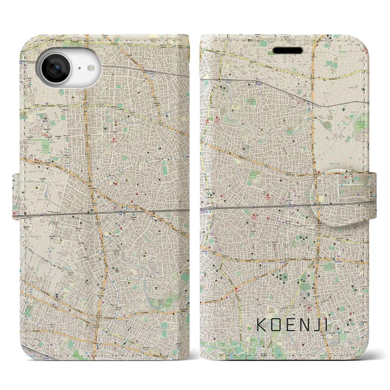 【高円寺2(東京都)】地図柄iPhoneケース(手帳タイプ)