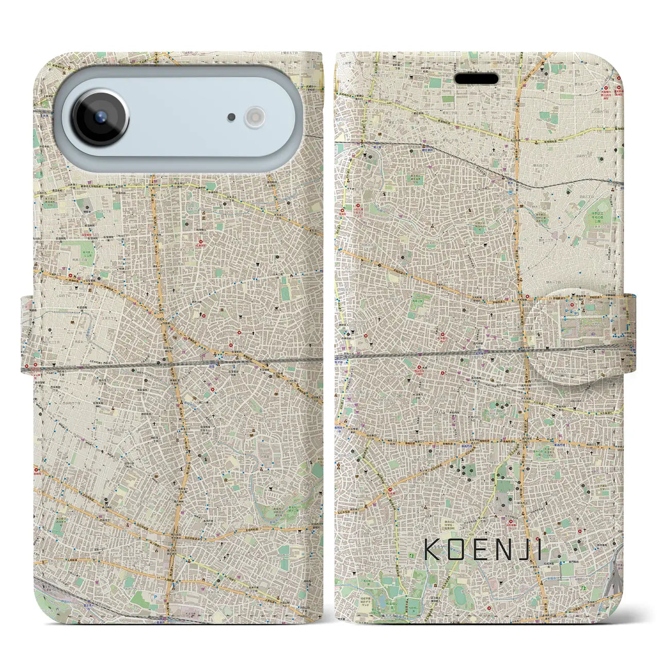 【高円寺2(東京都)】地図柄iPhoneケース(手帳タイプ)