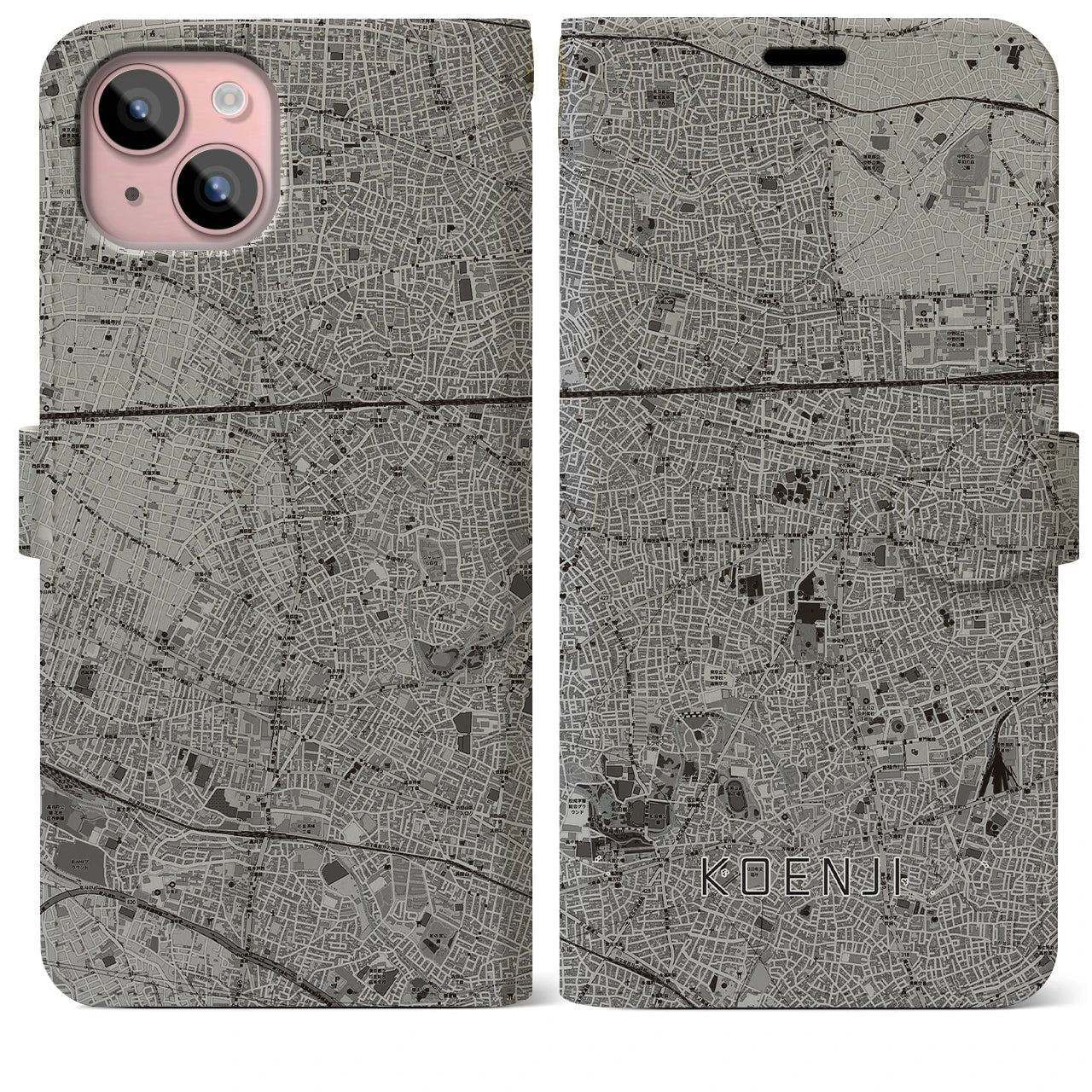 【高円寺(東京都)】地図柄iPhoneケース(手帳タイプ)