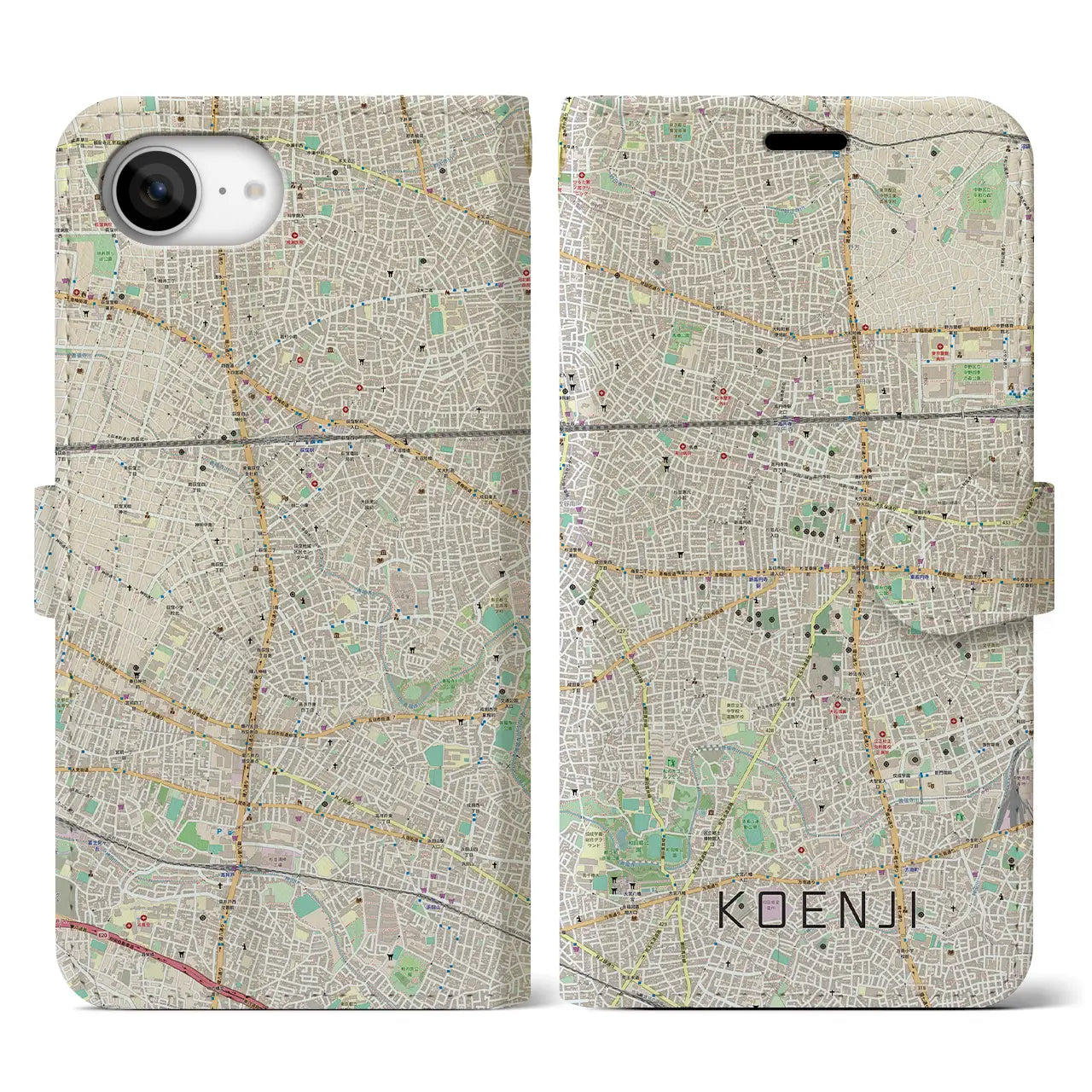 【高円寺(東京都)】地図柄iPhoneケース(手帳タイプ)