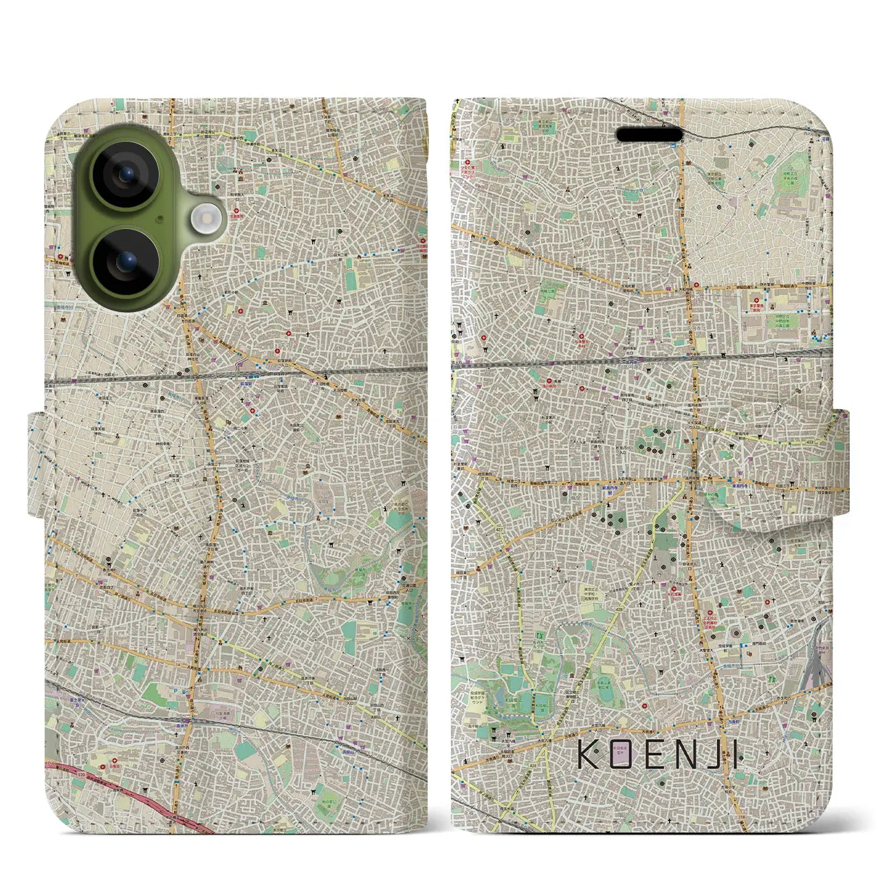 【高円寺(東京都)】地図柄iPhoneケース(手帳タイプ)