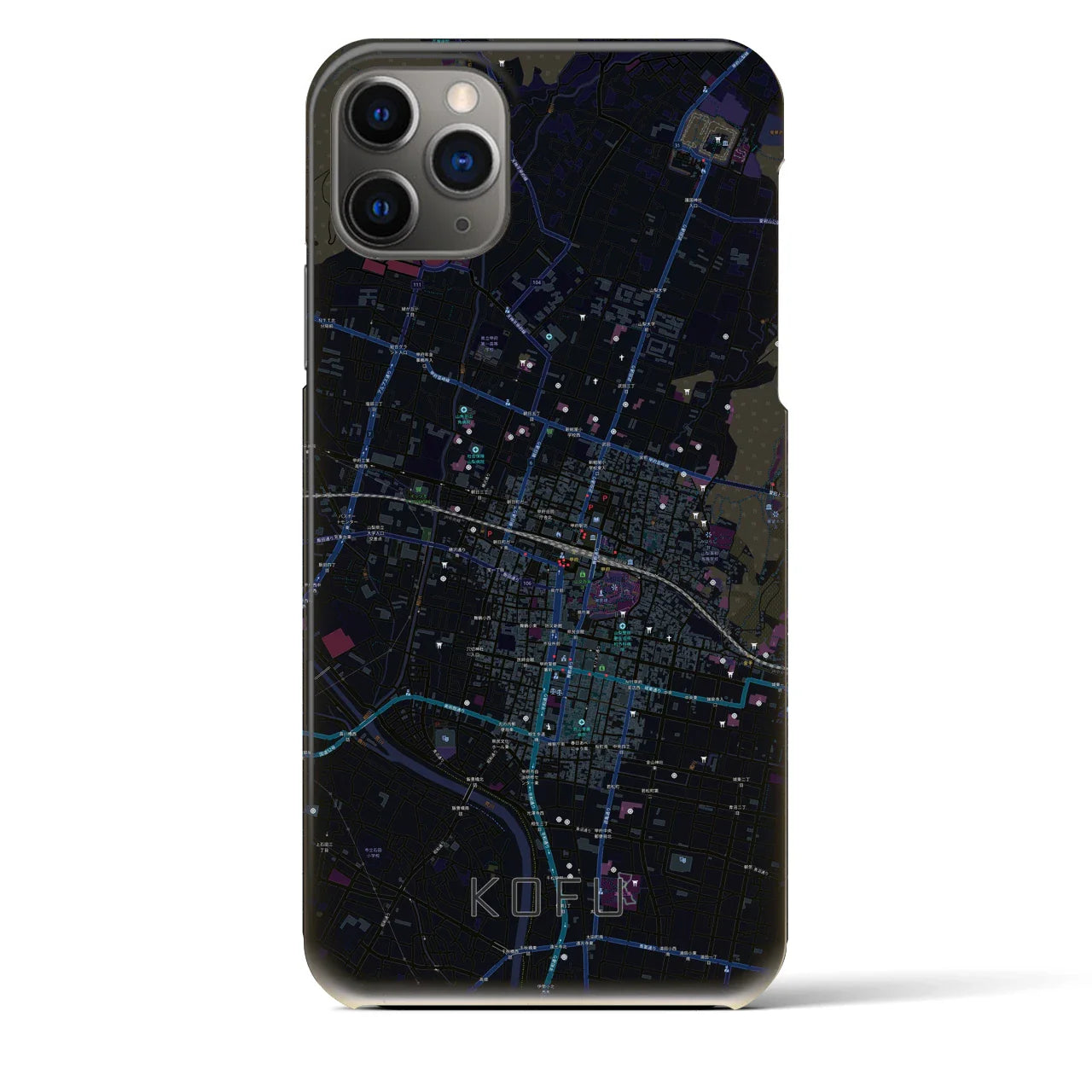 【甲府(山梨県)】地図柄iPhoneケース(バックカバータイプ)