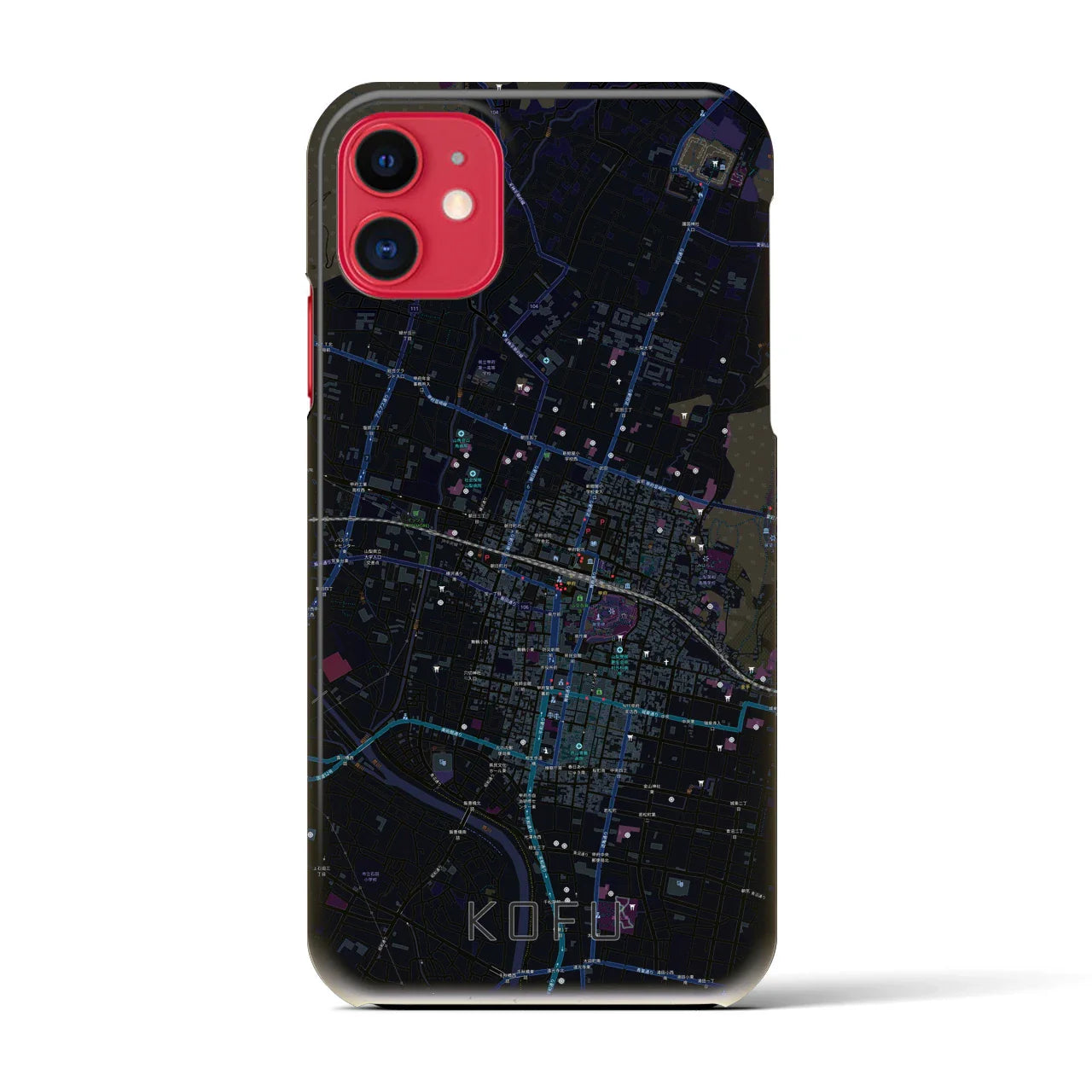 【甲府(山梨県)】地図柄iPhoneケース(バックカバータイプ)