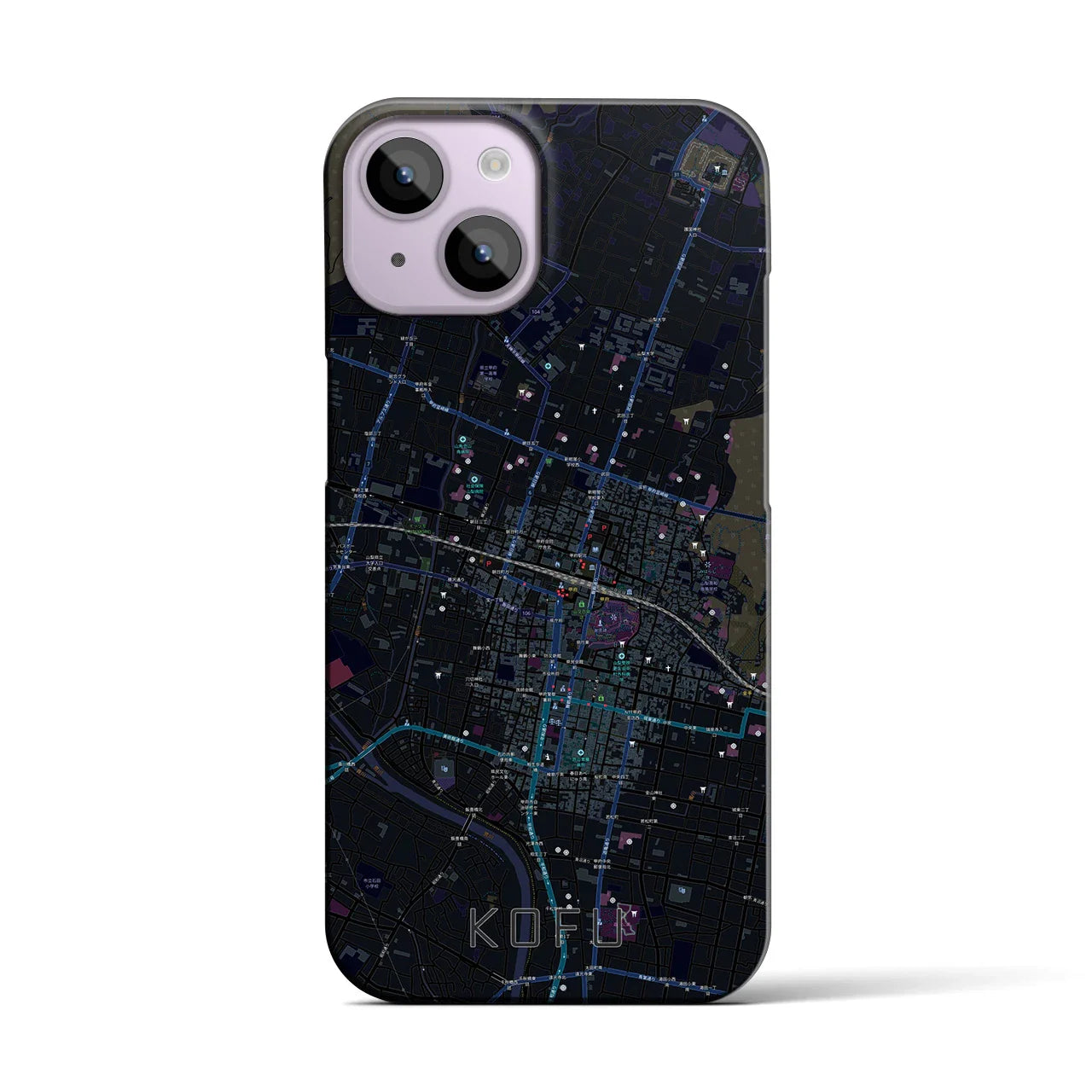 【甲府(山梨県)】地図柄iPhoneケース(バックカバータイプ)
