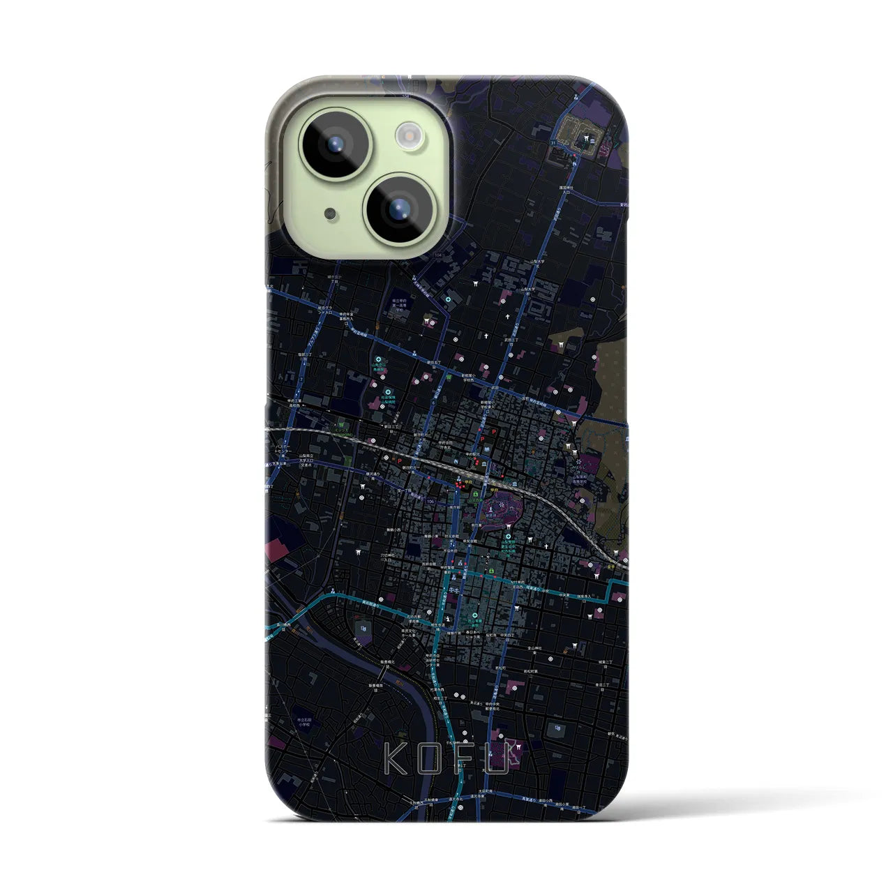 【甲府(山梨県)】地図柄iPhoneケース(バックカバータイプ)
