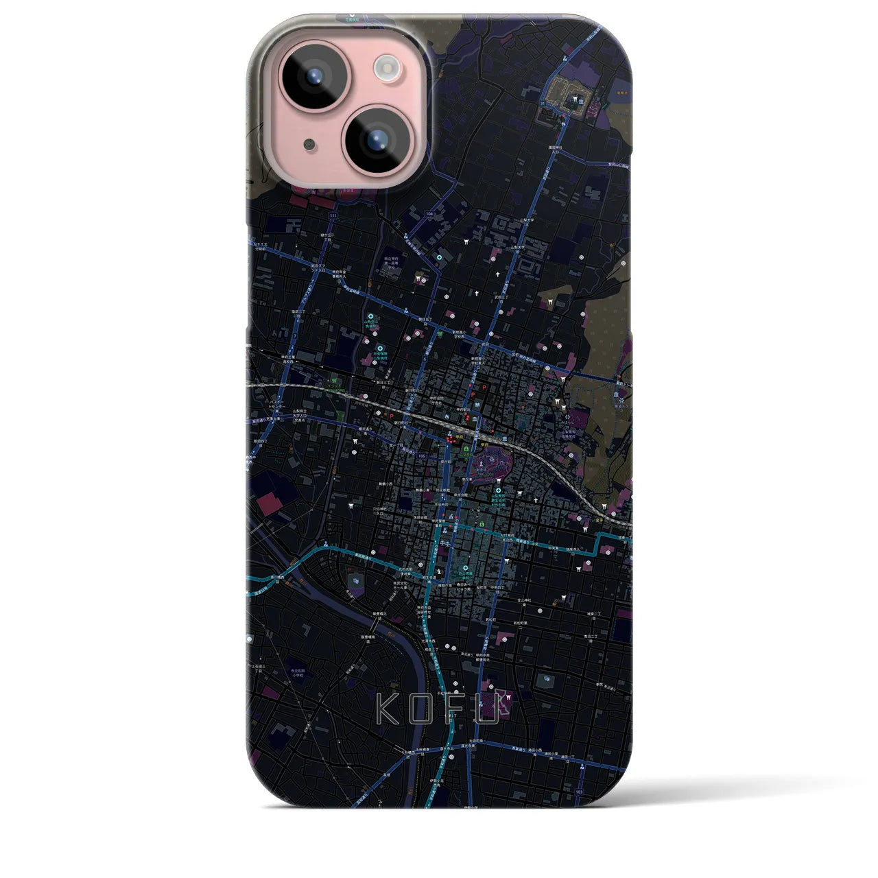 【甲府(山梨県)】地図柄iPhoneケース(バックカバータイプ)