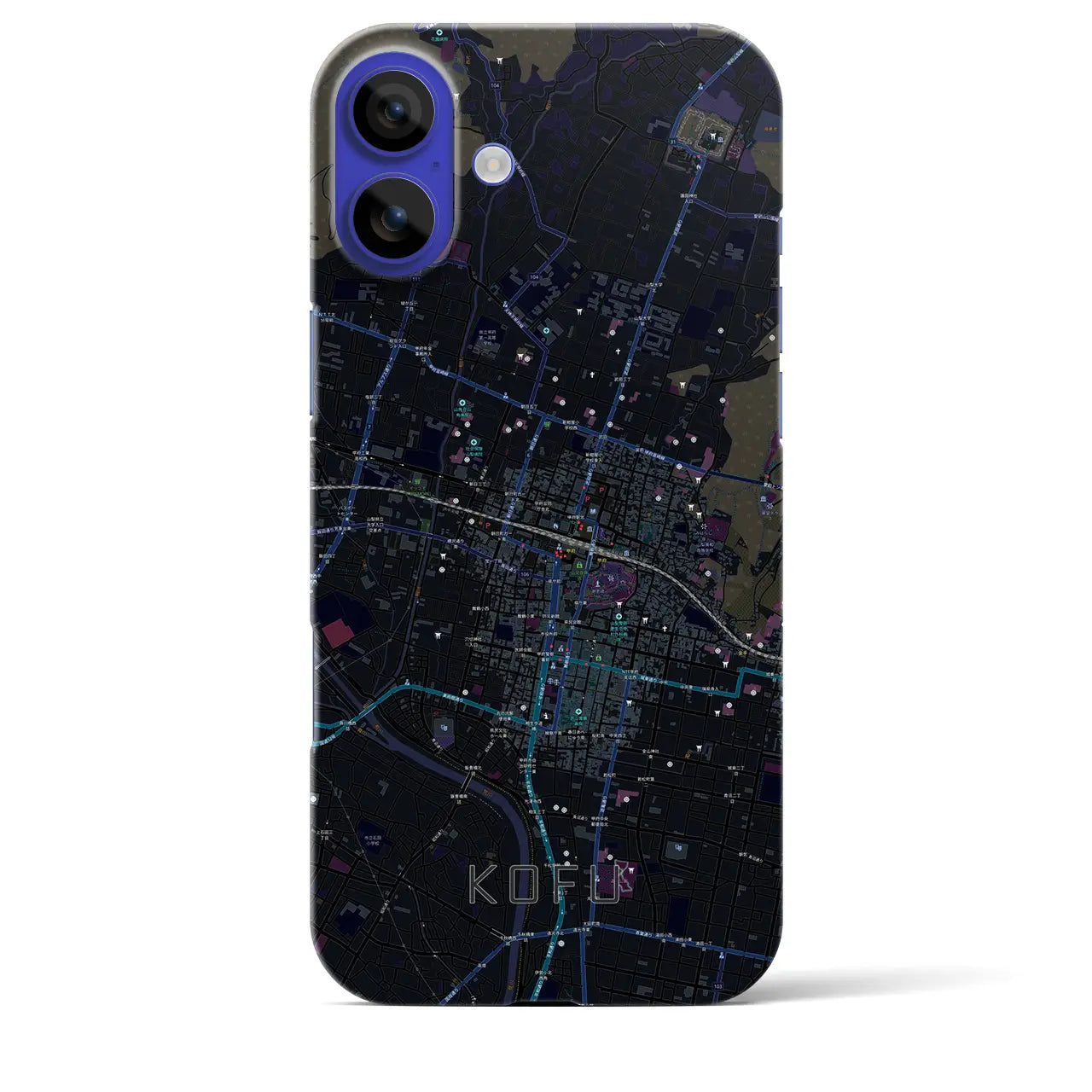 【甲府(山梨県)】地図柄iPhoneケース(バックカバータイプ)