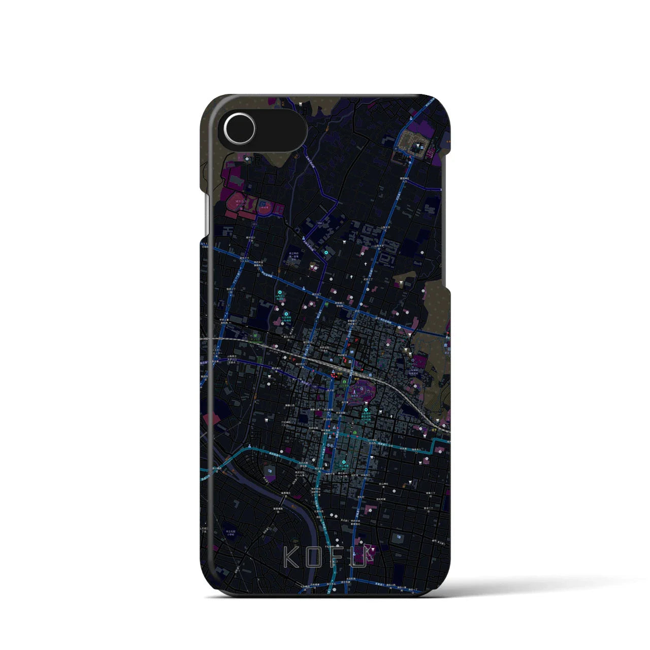 【甲府(山梨県)】地図柄iPhoneケース(バックカバータイプ)