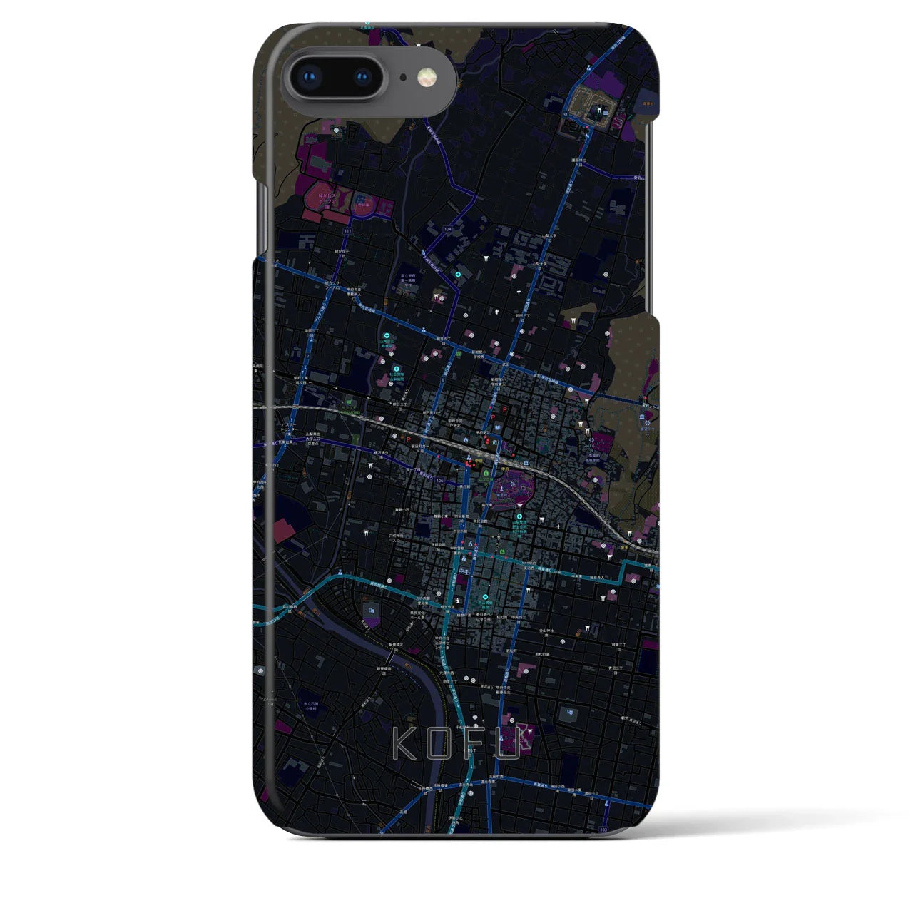 【甲府(山梨県)】地図柄iPhoneケース(バックカバータイプ)