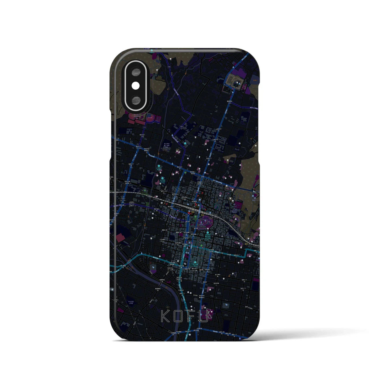 【甲府(山梨県)】地図柄iPhoneケース(バックカバータイプ)