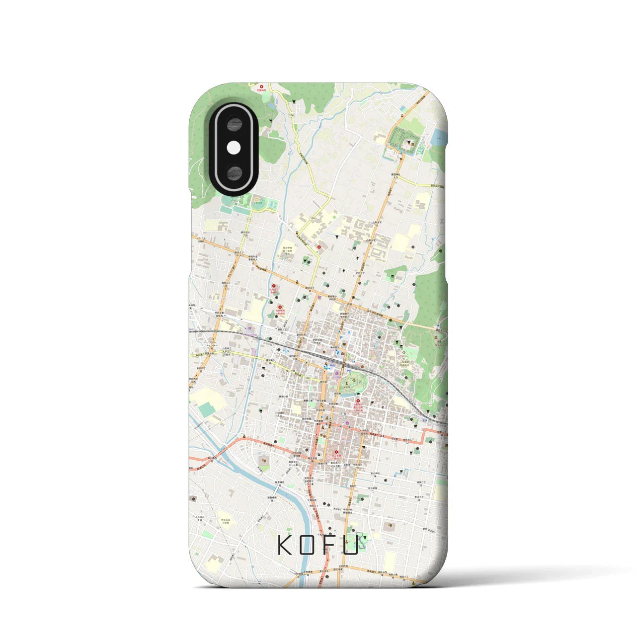 【甲府(山梨県)】地図柄iPhoneケース(バックカバータイプ)