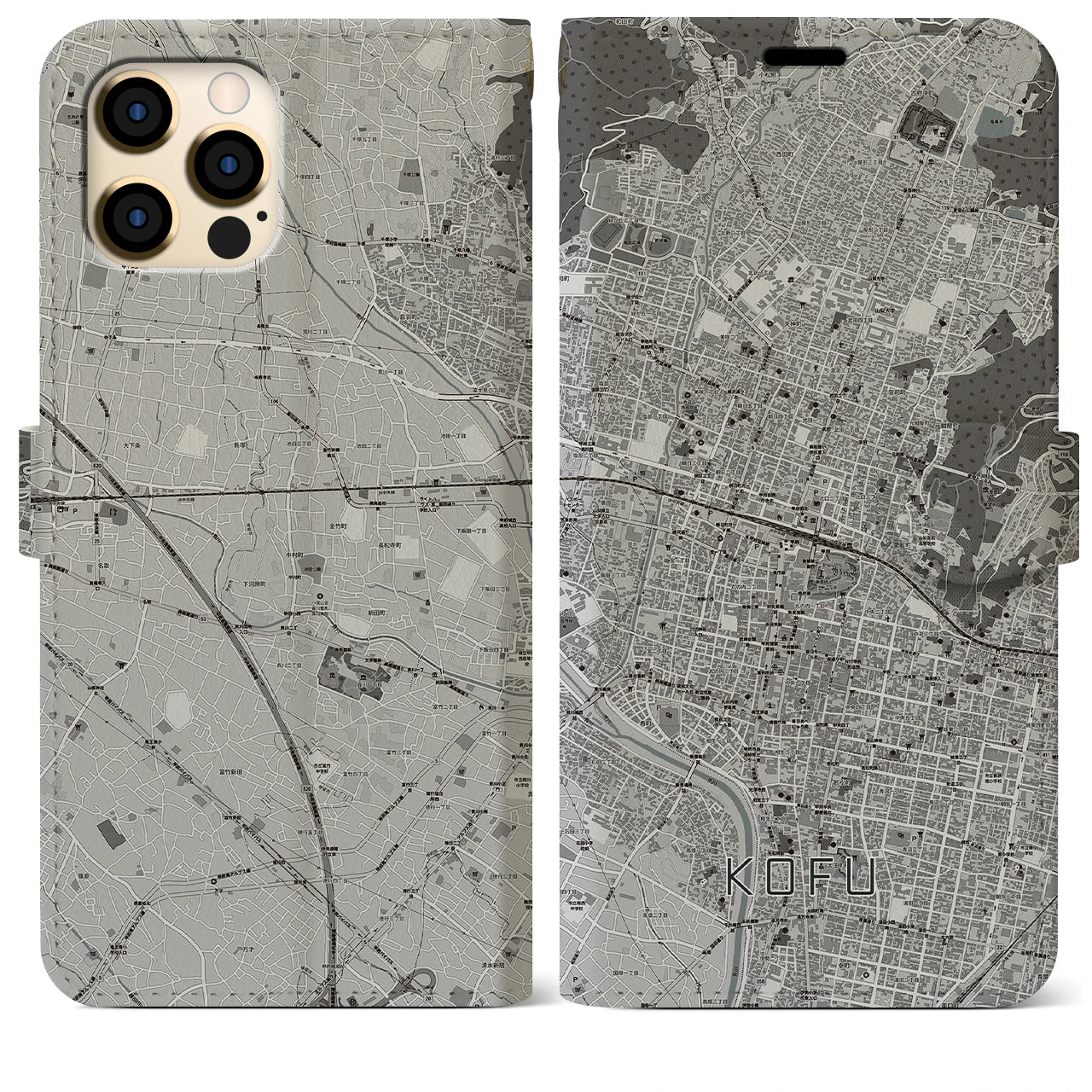 【甲府(山梨県)】地図柄iPhoneケース(手帳タイプ)