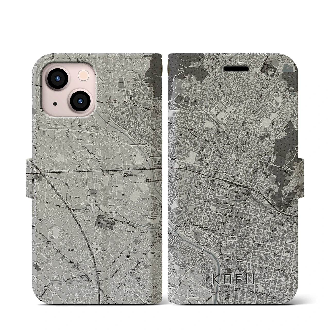 【甲府(山梨県)】地図柄iPhoneケース(手帳タイプ)