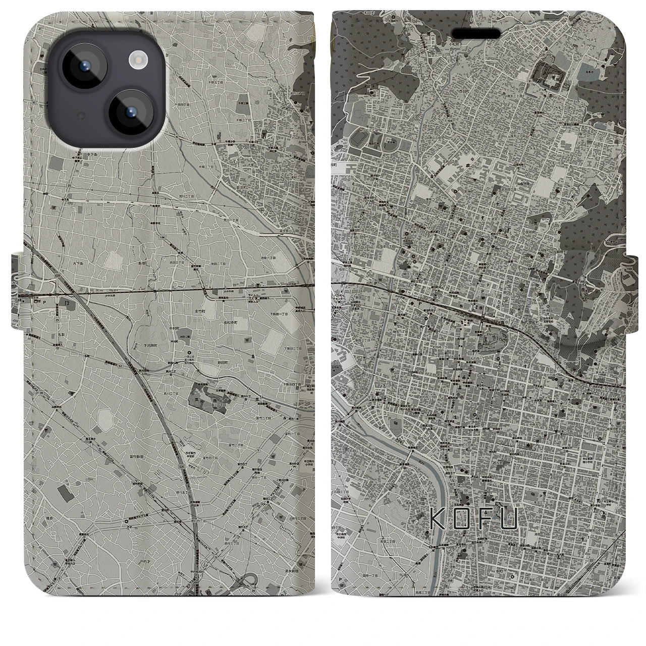 【甲府(山梨県)】地図柄iPhoneケース(手帳タイプ)