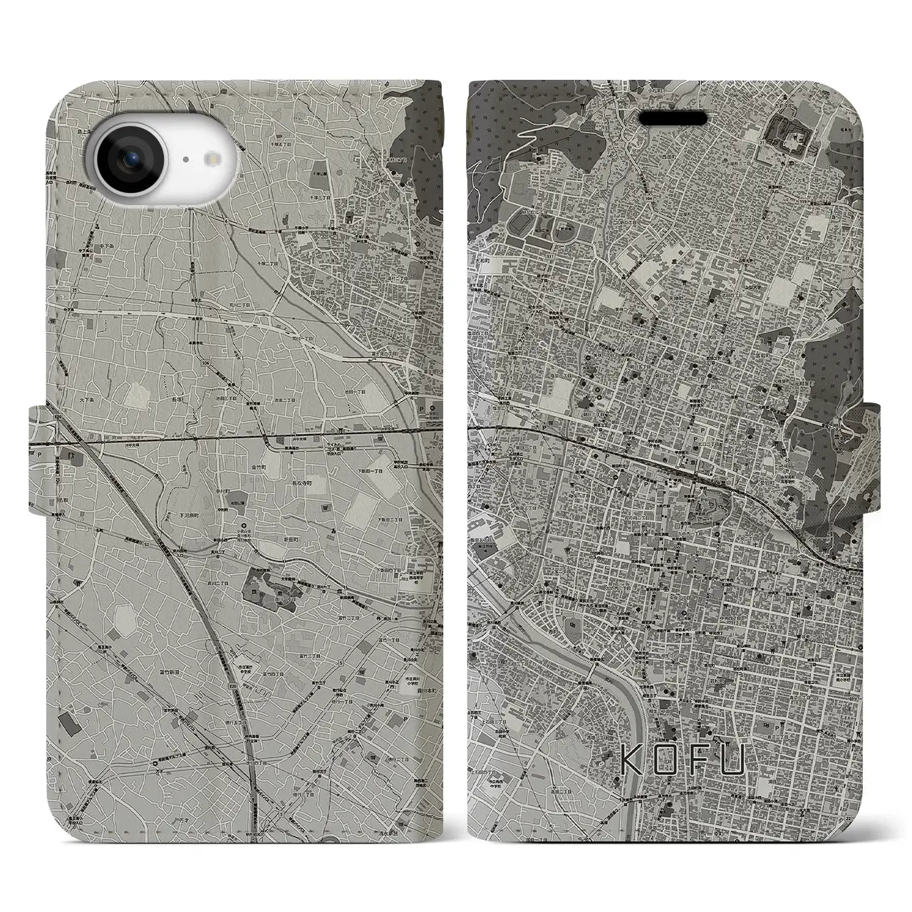 【甲府(山梨県)】地図柄iPhoneケース(手帳タイプ)