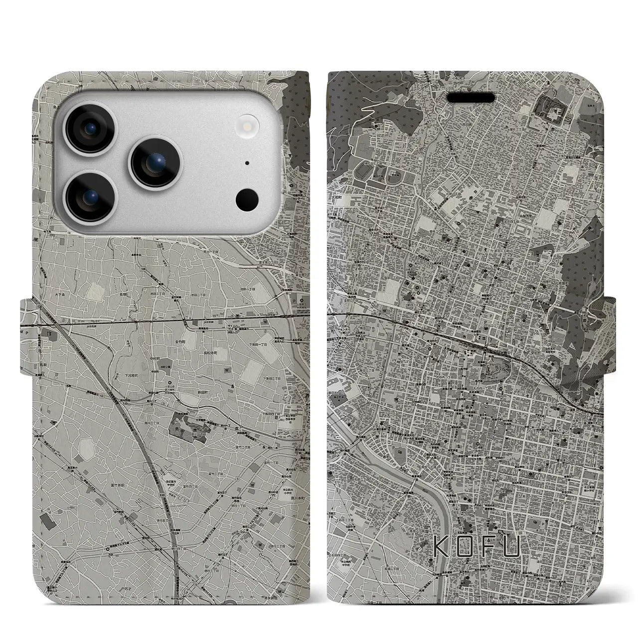 【甲府(山梨県)】地図柄iPhoneケース(手帳タイプ)