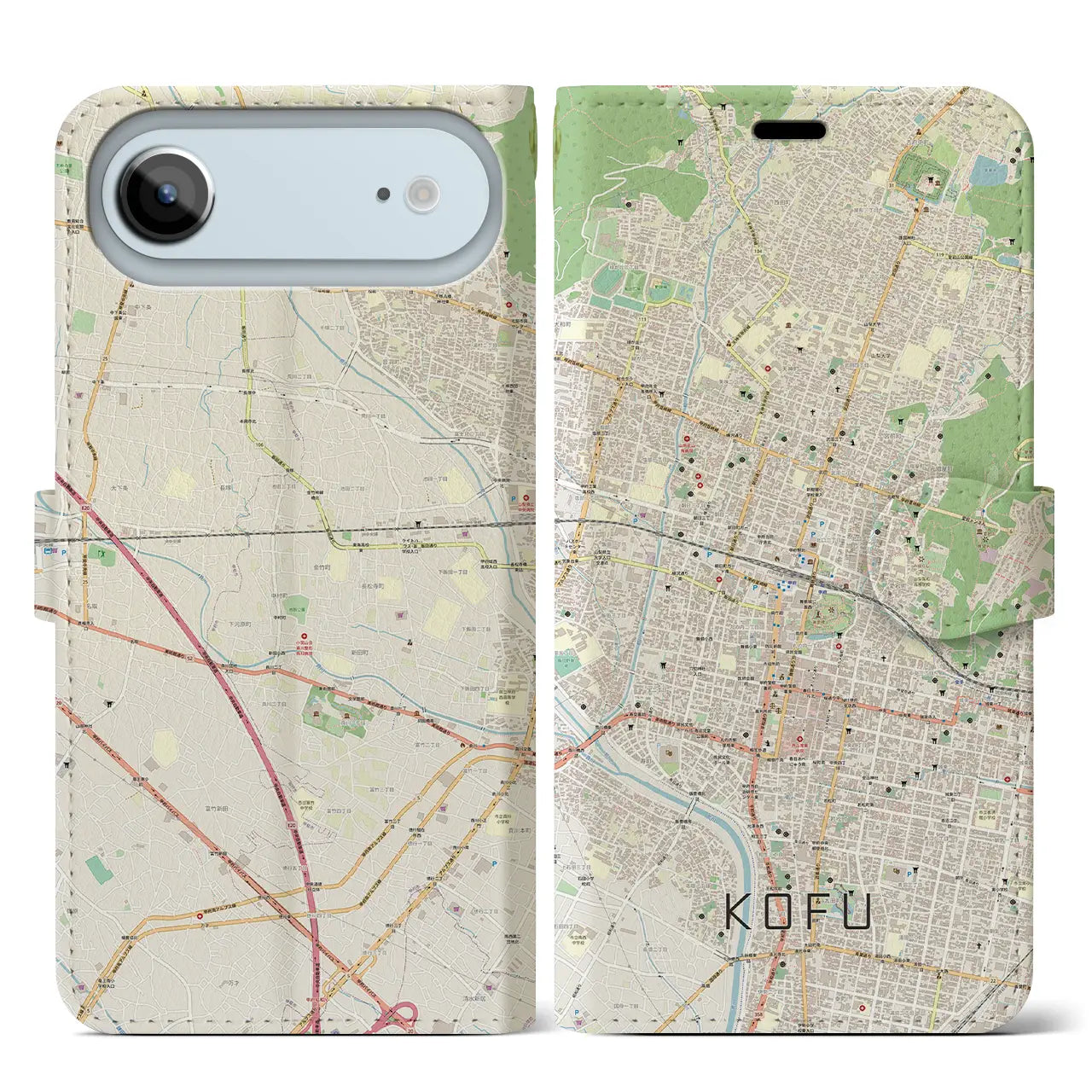 【甲府(山梨県)】地図柄iPhoneケース(手帳タイプ)