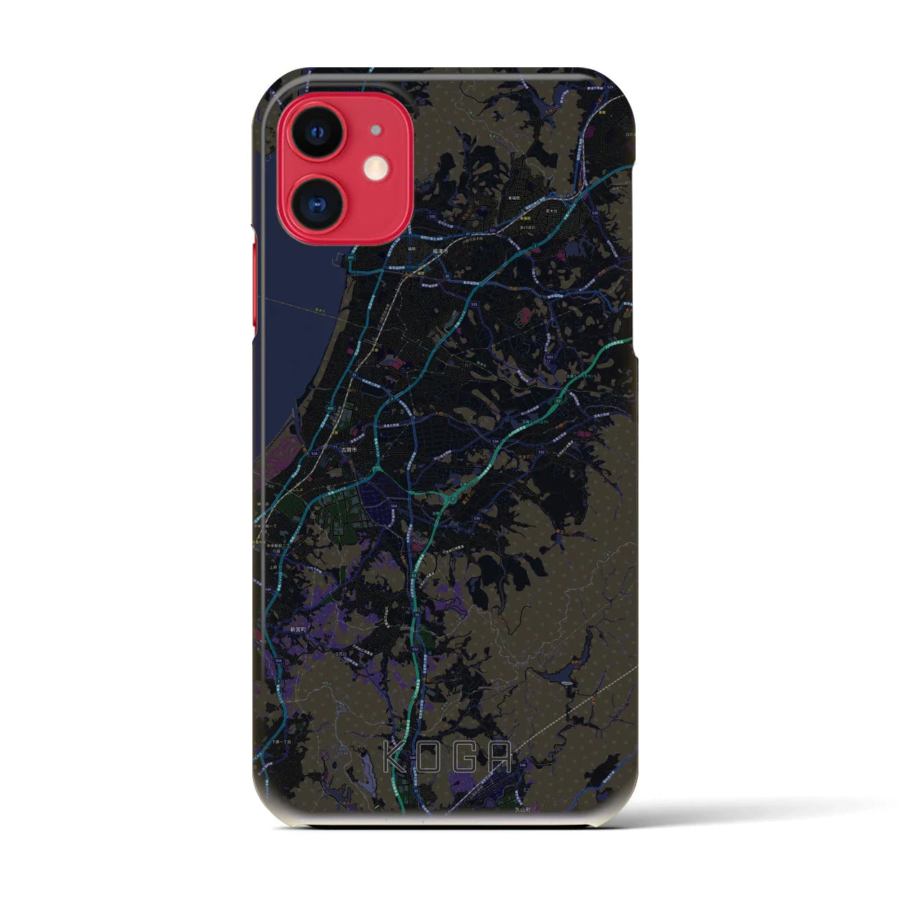 【古賀(福岡県)】地図柄iPhoneケース(バックカバータイプ)