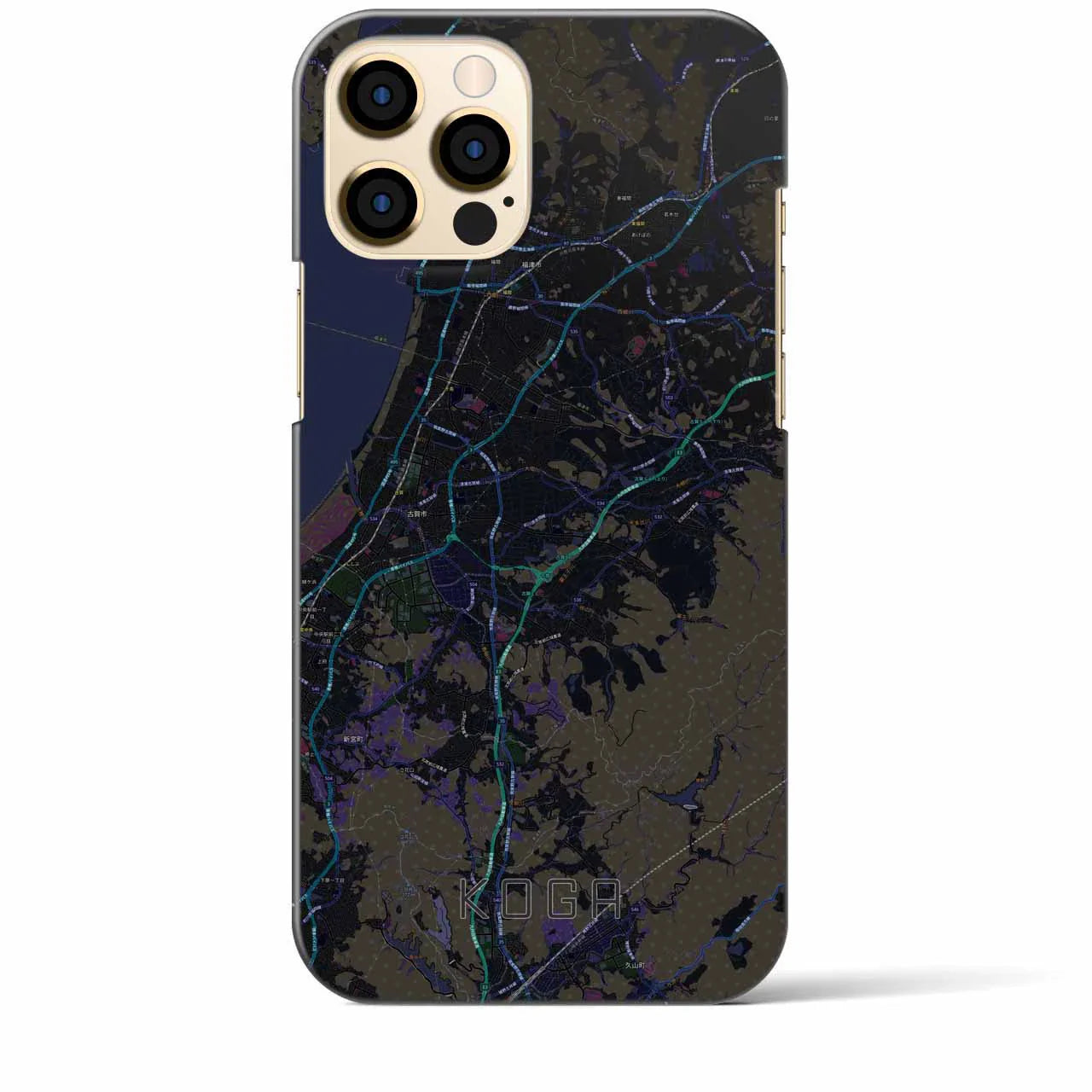 【古賀(福岡県)】地図柄iPhoneケース(バックカバータイプ)