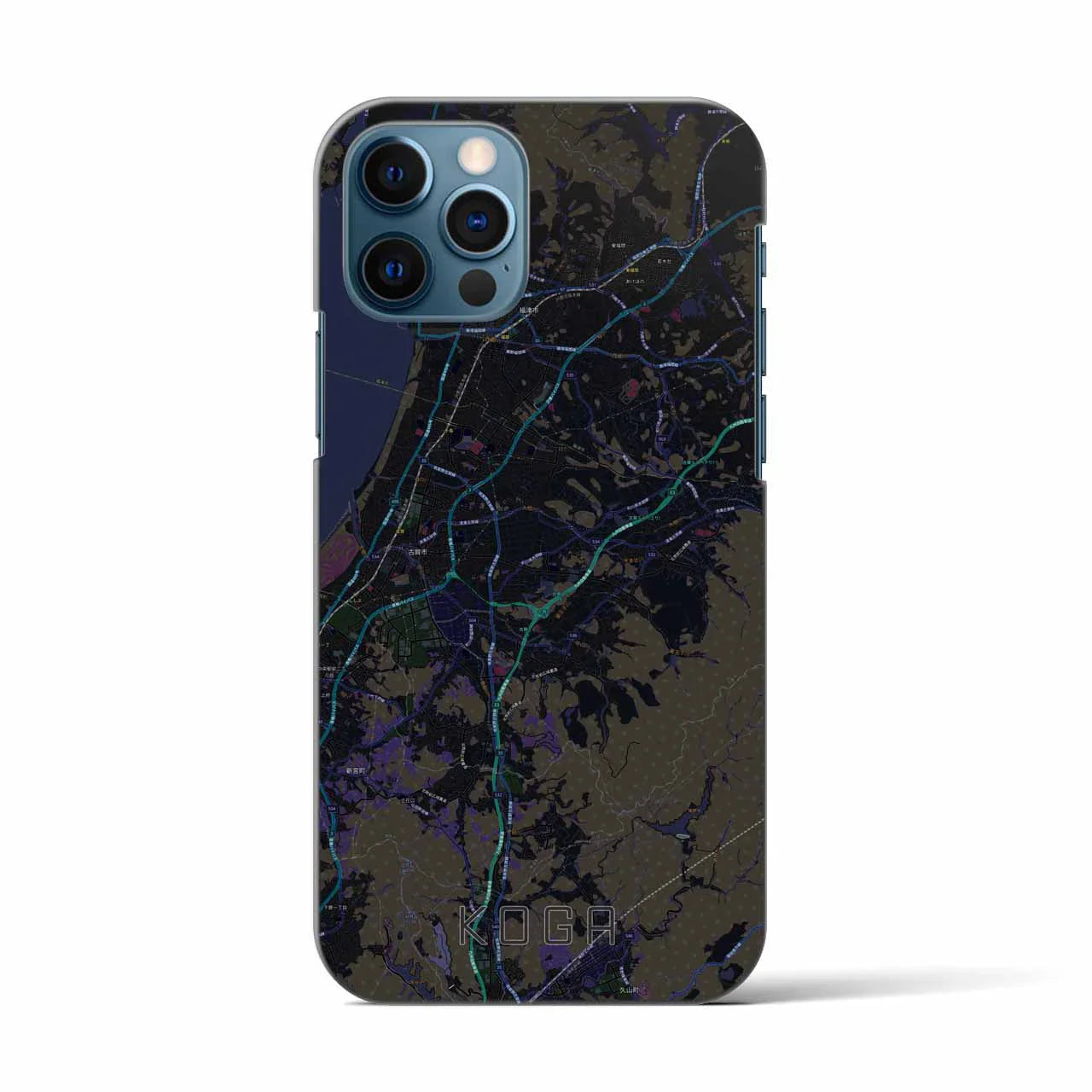 【古賀(福岡県)】地図柄iPhoneケース(バックカバータイプ)