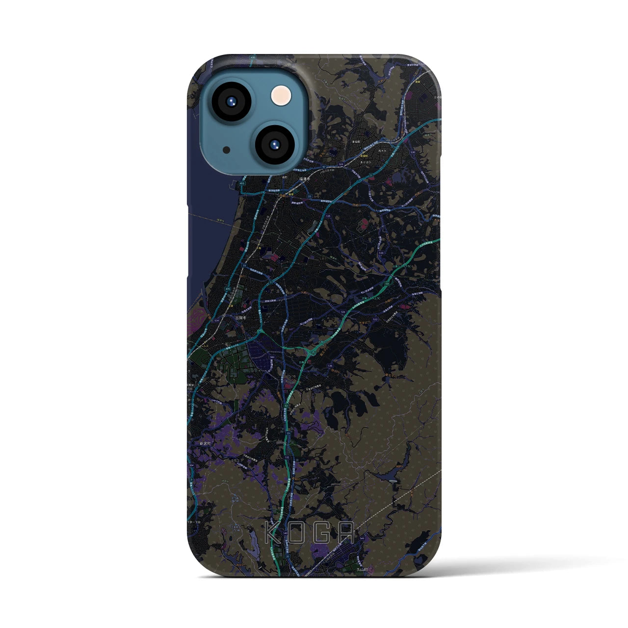 【古賀(福岡県)】地図柄iPhoneケース(バックカバータイプ)