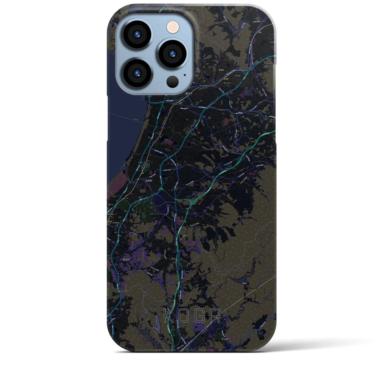 【古賀(福岡県)】地図柄iPhoneケース(バックカバータイプ)