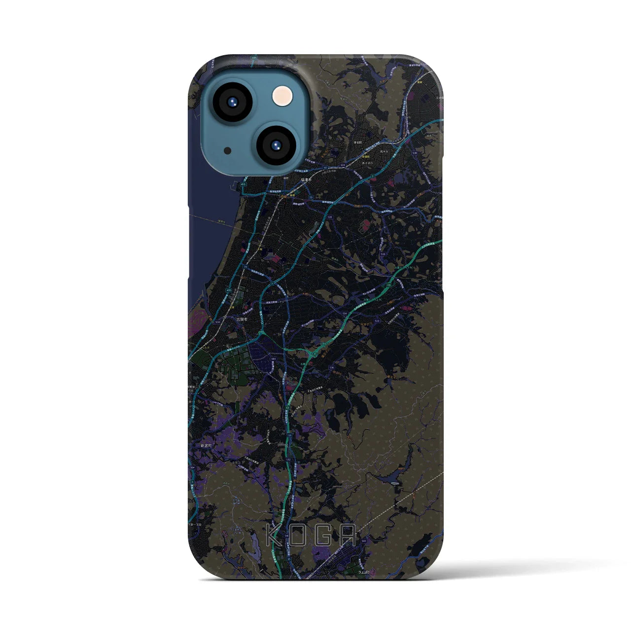 【古賀(福岡県)】地図柄iPhoneケース(バックカバータイプ)