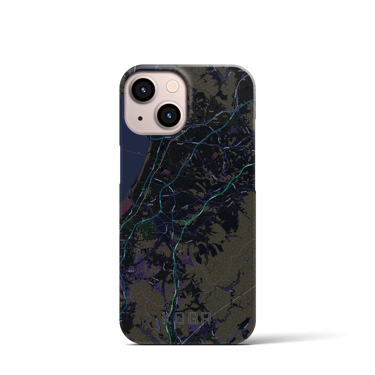 【古賀(福岡県)】地図柄iPhoneケース(バックカバータイプ)