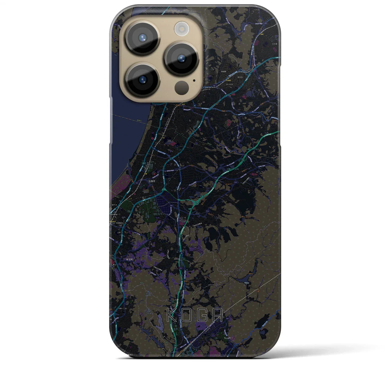 【古賀(福岡県)】地図柄iPhoneケース(バックカバータイプ)