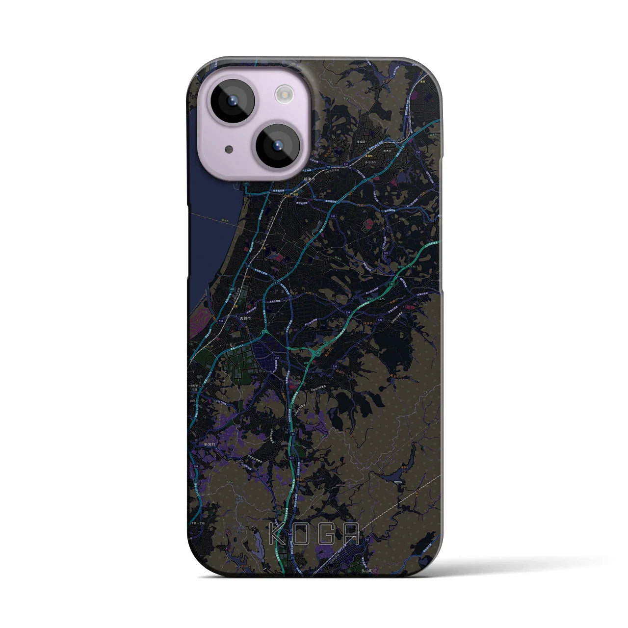 【古賀(福岡県)】地図柄iPhoneケース(バックカバータイプ)