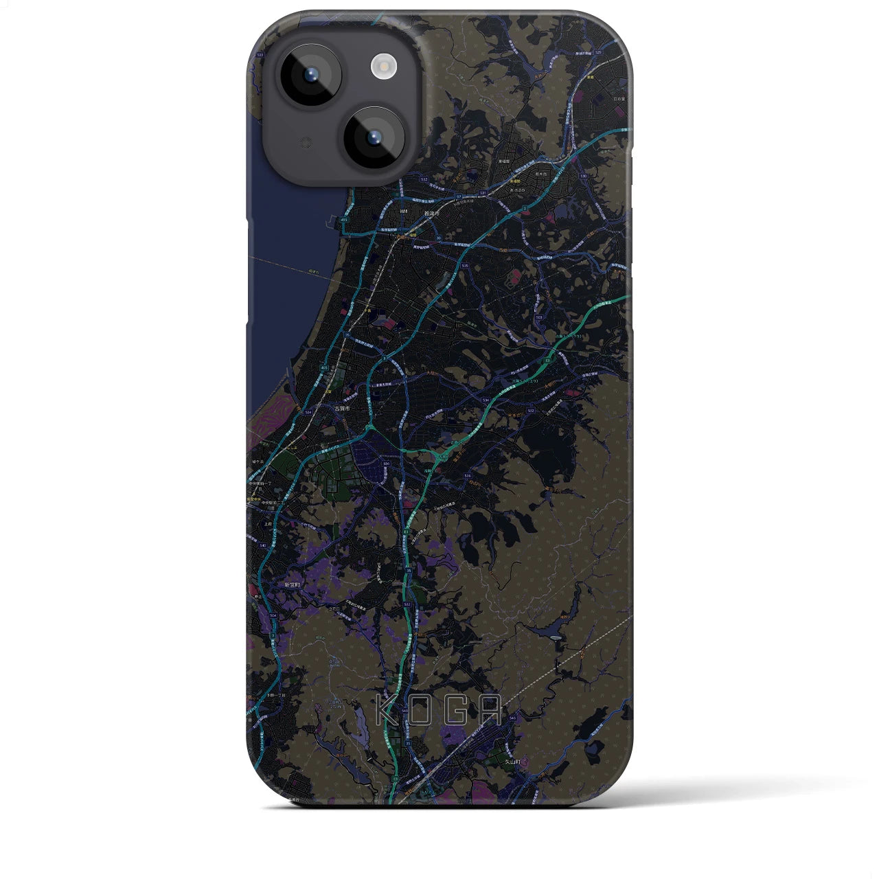 【古賀(福岡県)】地図柄iPhoneケース(バックカバータイプ)