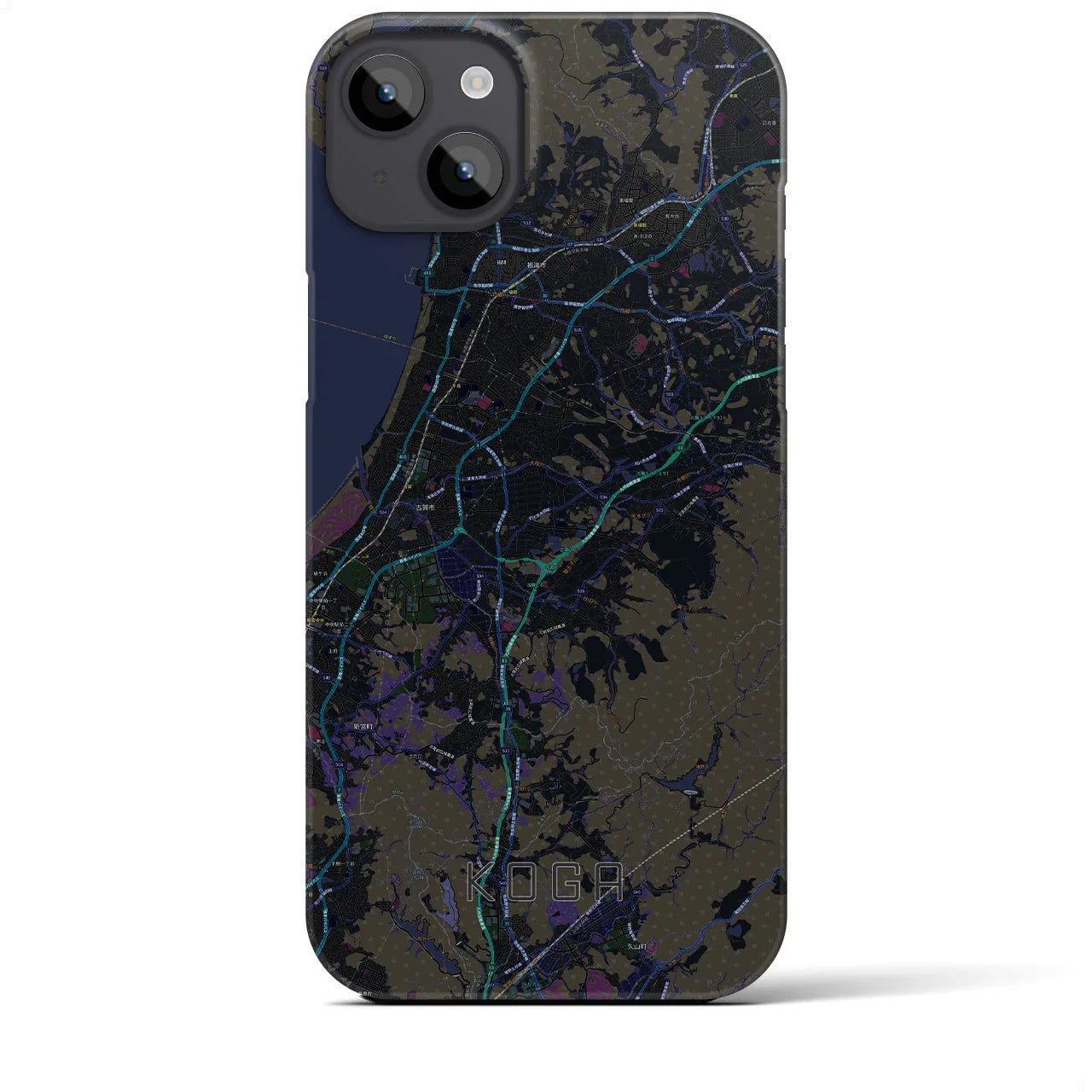 【古賀(福岡県)】地図柄iPhoneケース(バックカバータイプ)