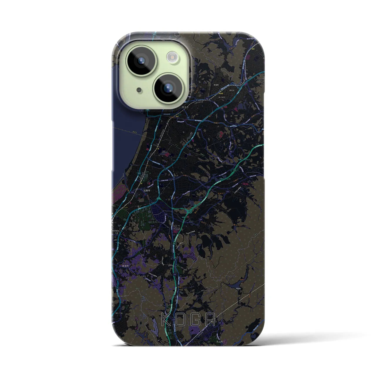【古賀(福岡県)】地図柄iPhoneケース(バックカバータイプ)