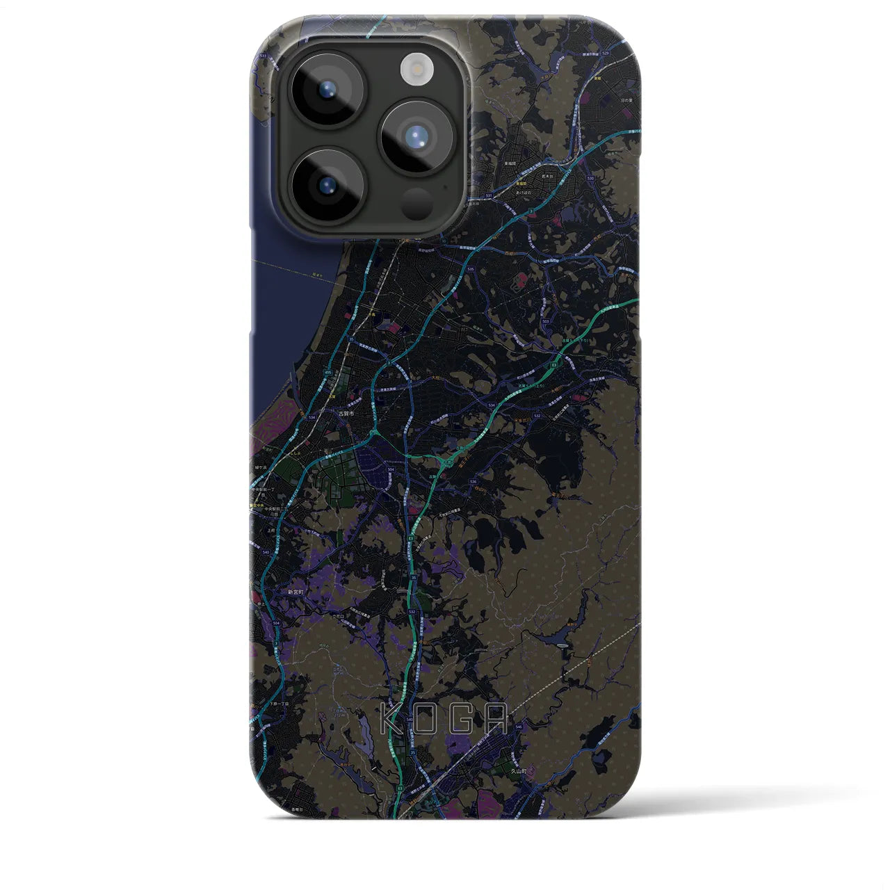 【古賀(福岡県)】地図柄iPhoneケース(バックカバータイプ)