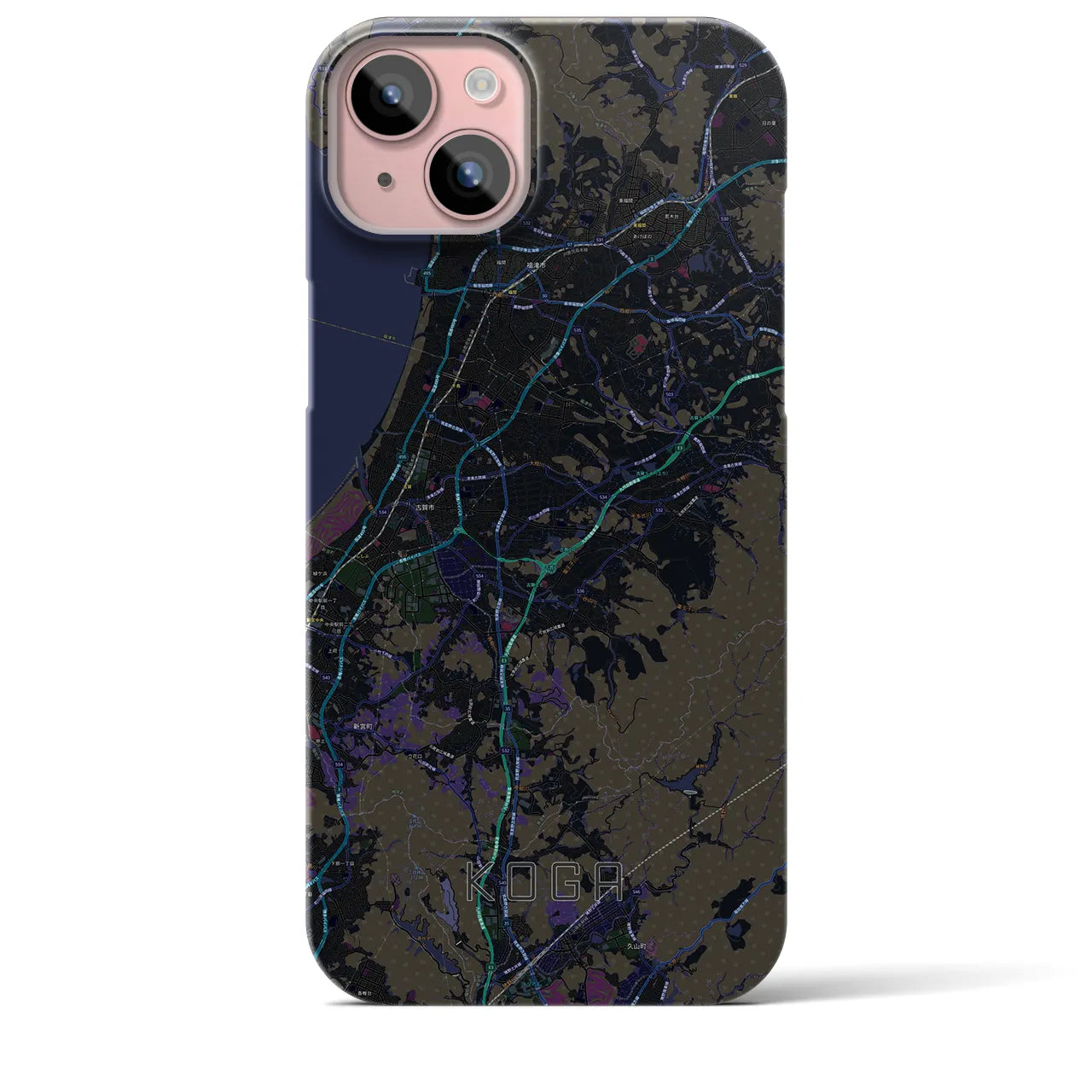 【古賀(福岡県)】地図柄iPhoneケース(バックカバータイプ)