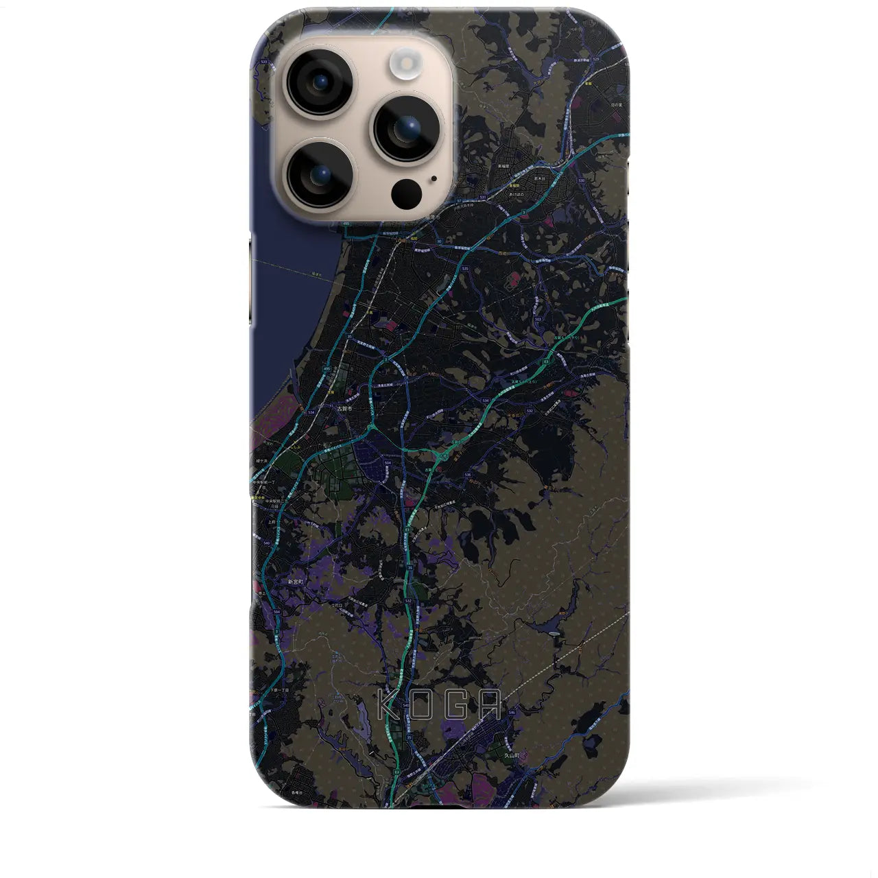 【古賀(福岡県)】地図柄iPhoneケース(バックカバータイプ)