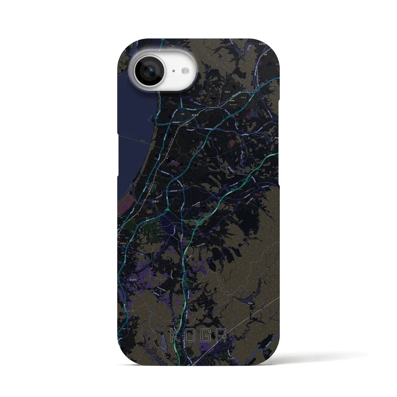 【古賀(福岡県)】地図柄iPhoneケース(バックカバータイプ)