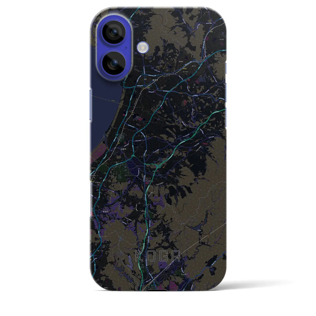 【古賀(福岡県)】地図柄iPhoneケース(バックカバータイプ)