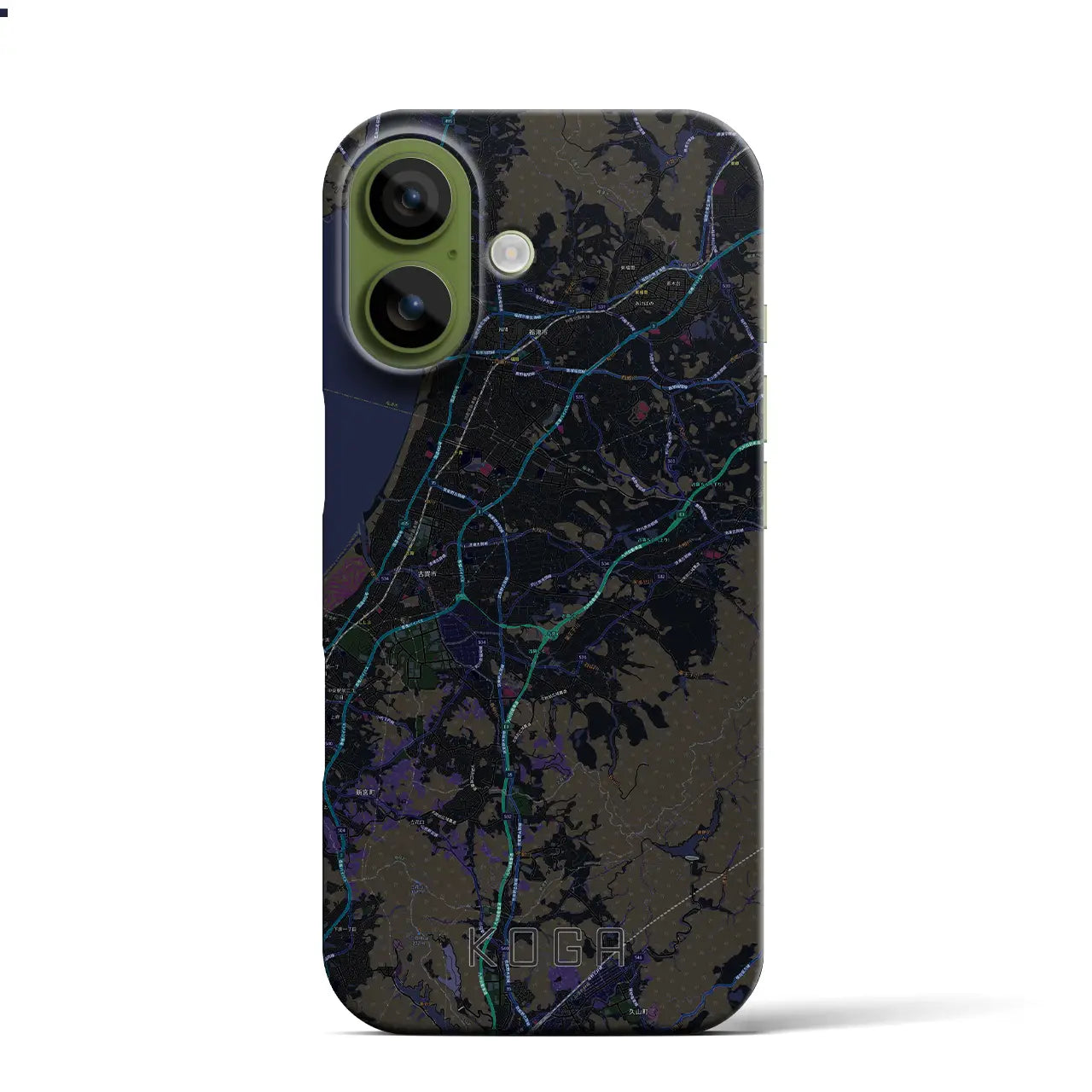 【古賀(福岡県)】地図柄iPhoneケース(バックカバータイプ)