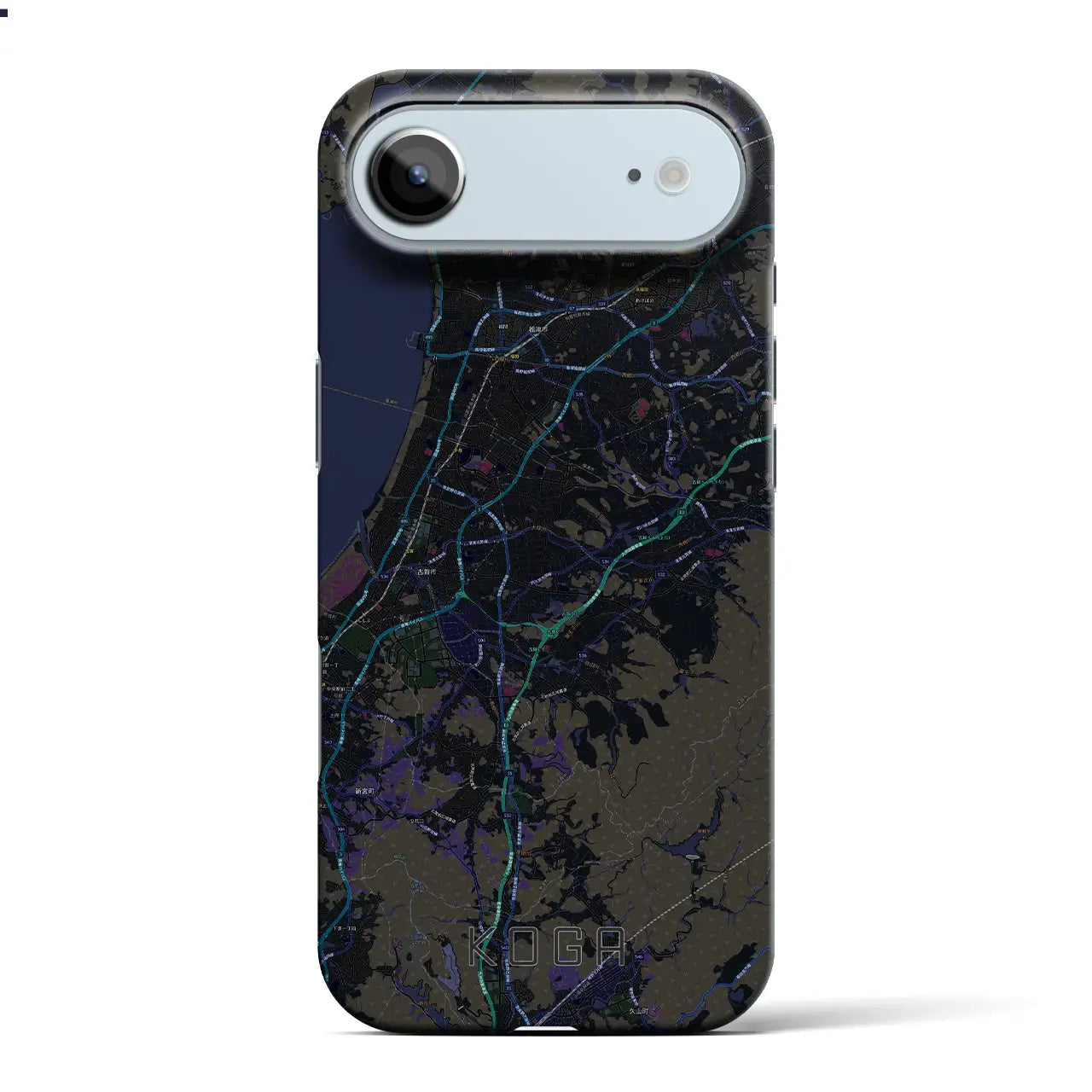 【古賀(福岡県)】地図柄iPhoneケース(バックカバータイプ)