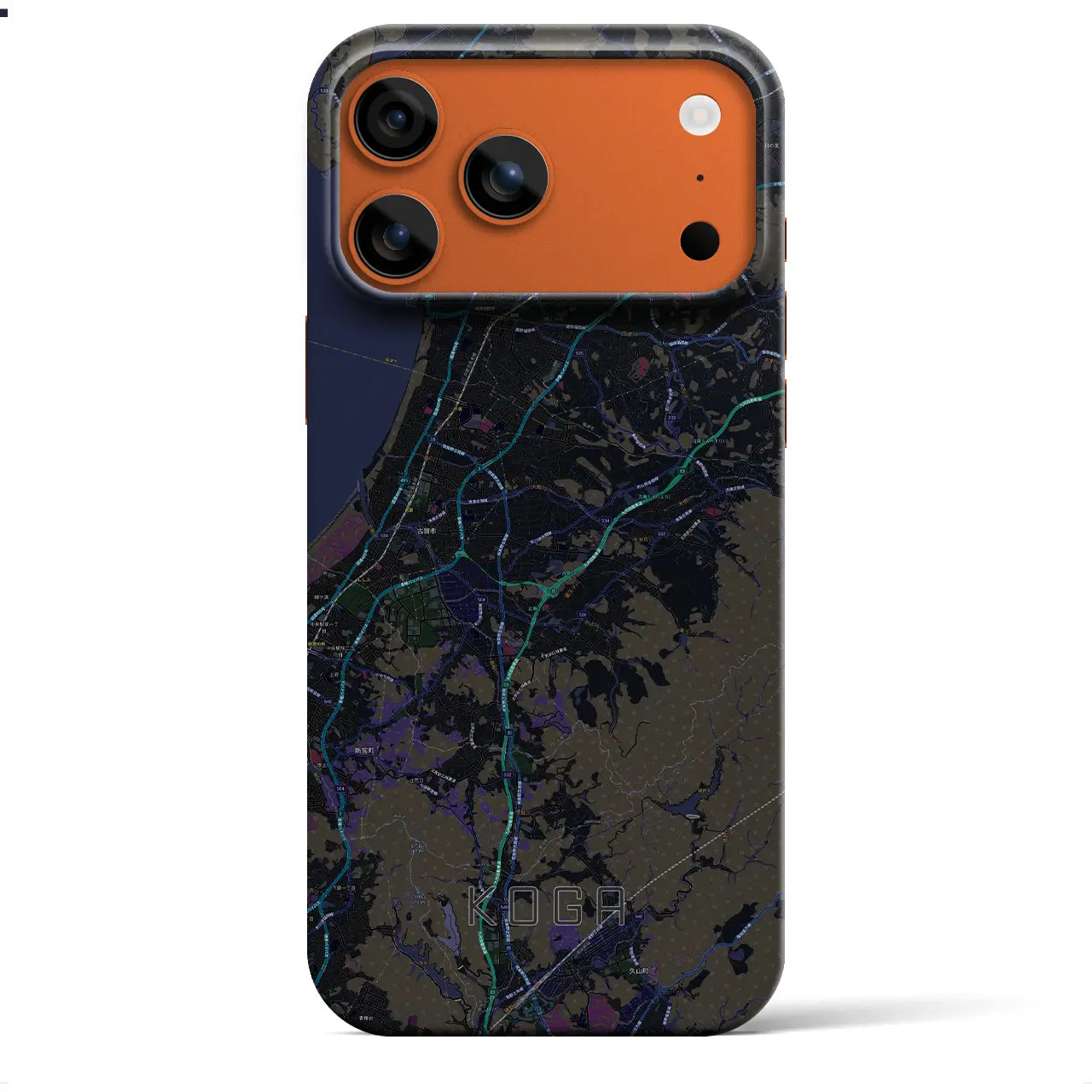 【古賀(福岡県)】地図柄iPhoneケース(バックカバータイプ)