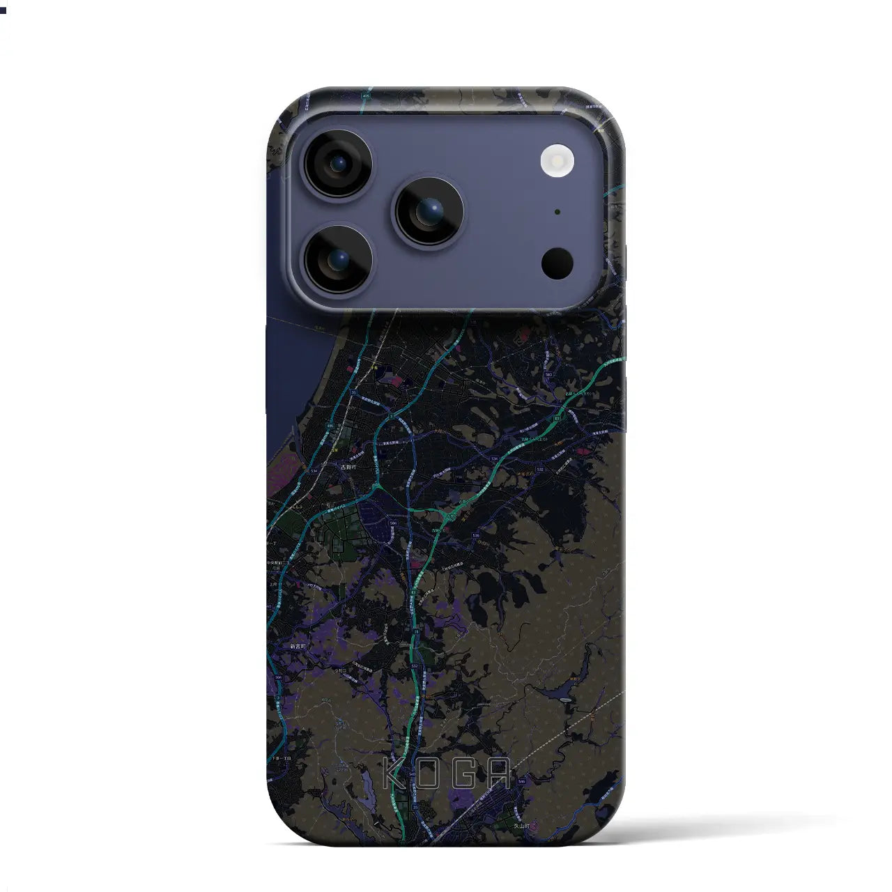 【古賀(福岡県)】地図柄iPhoneケース(バックカバータイプ)